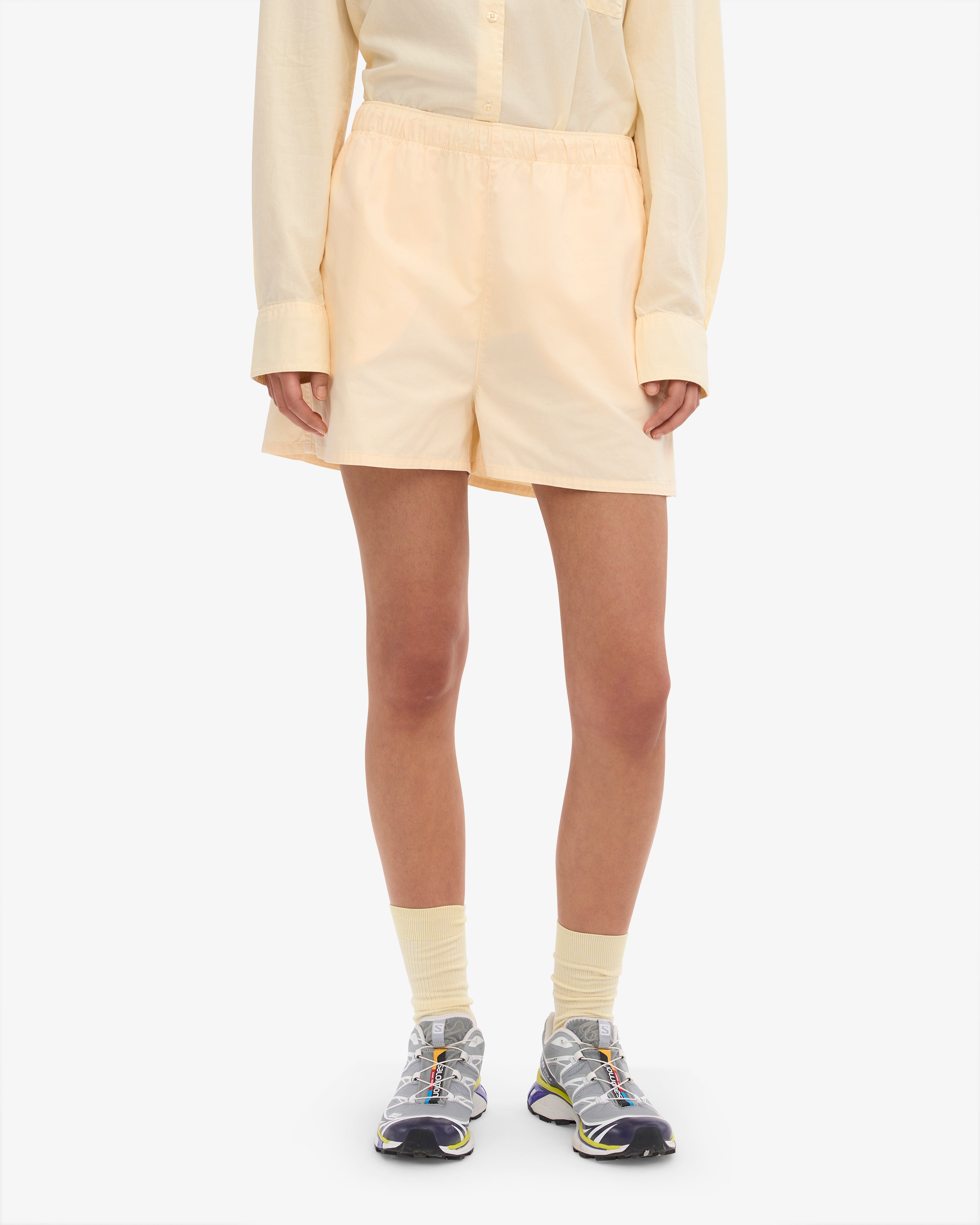 Women Organic Twill Shorts - Soft Yellow