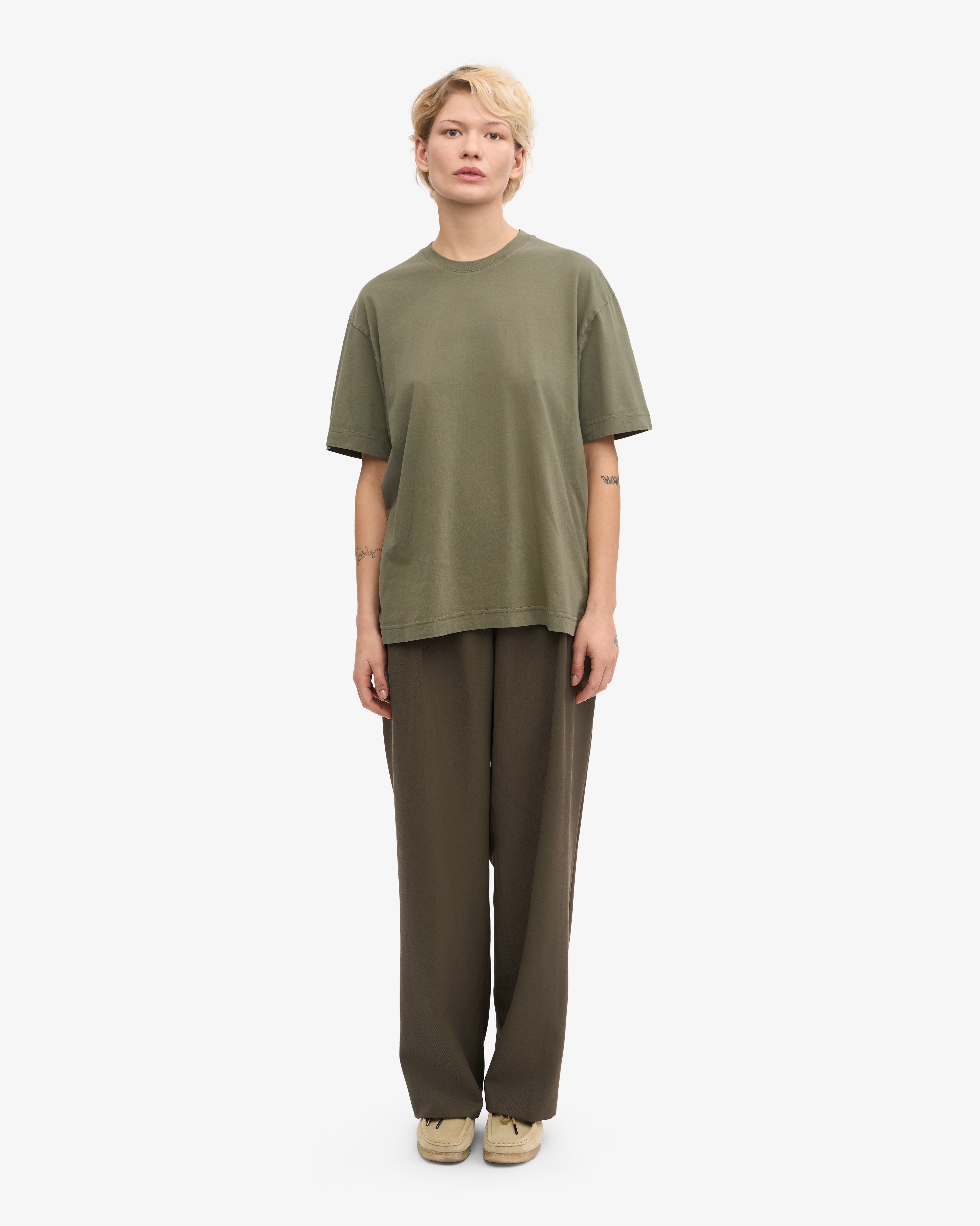 Oversized Organic T-Shirt - Dusty Olive XS