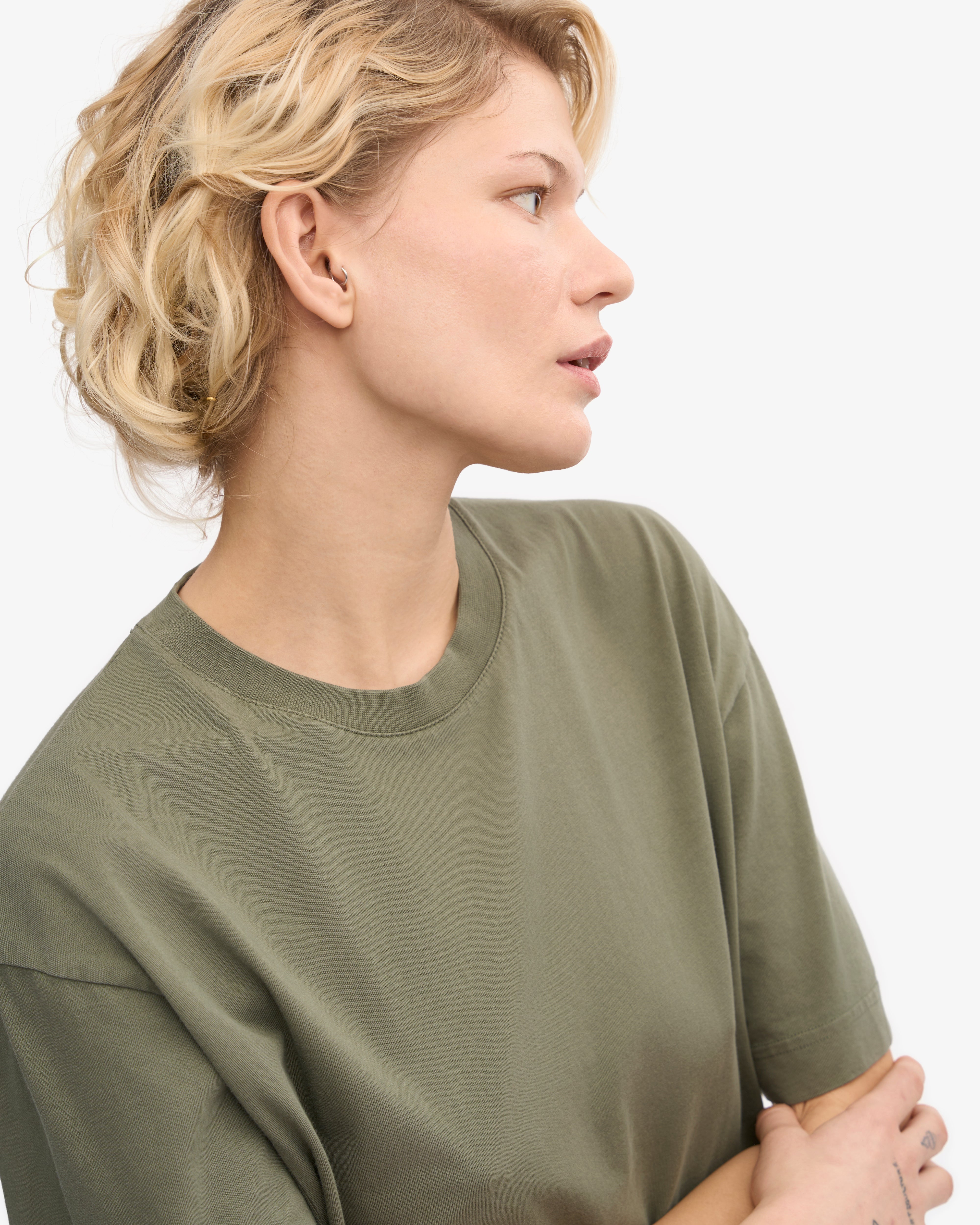 Oversized Organic T-Shirt - Dusty Olive XS