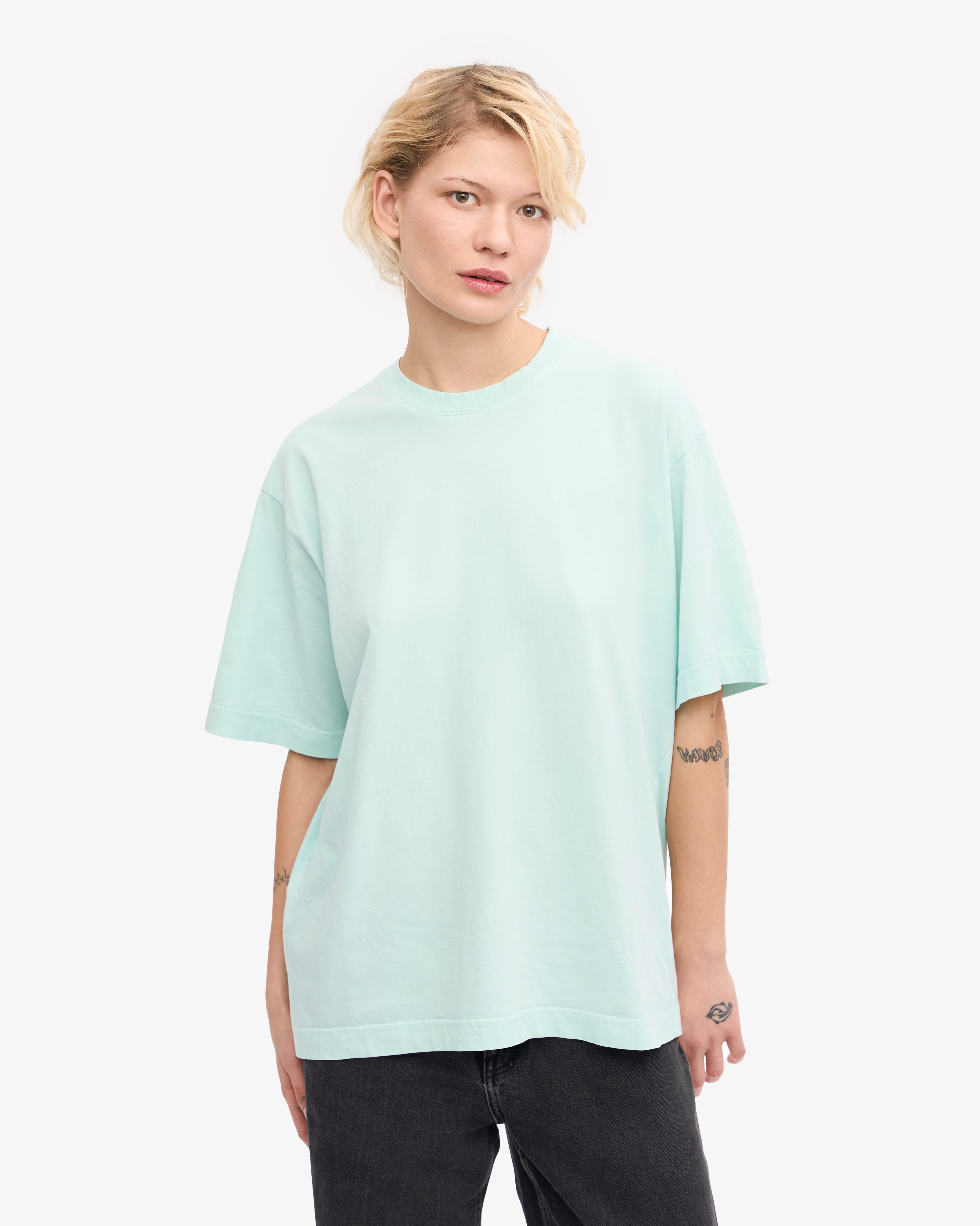 Oversized Organic T-Shirt - Light Aqua XS