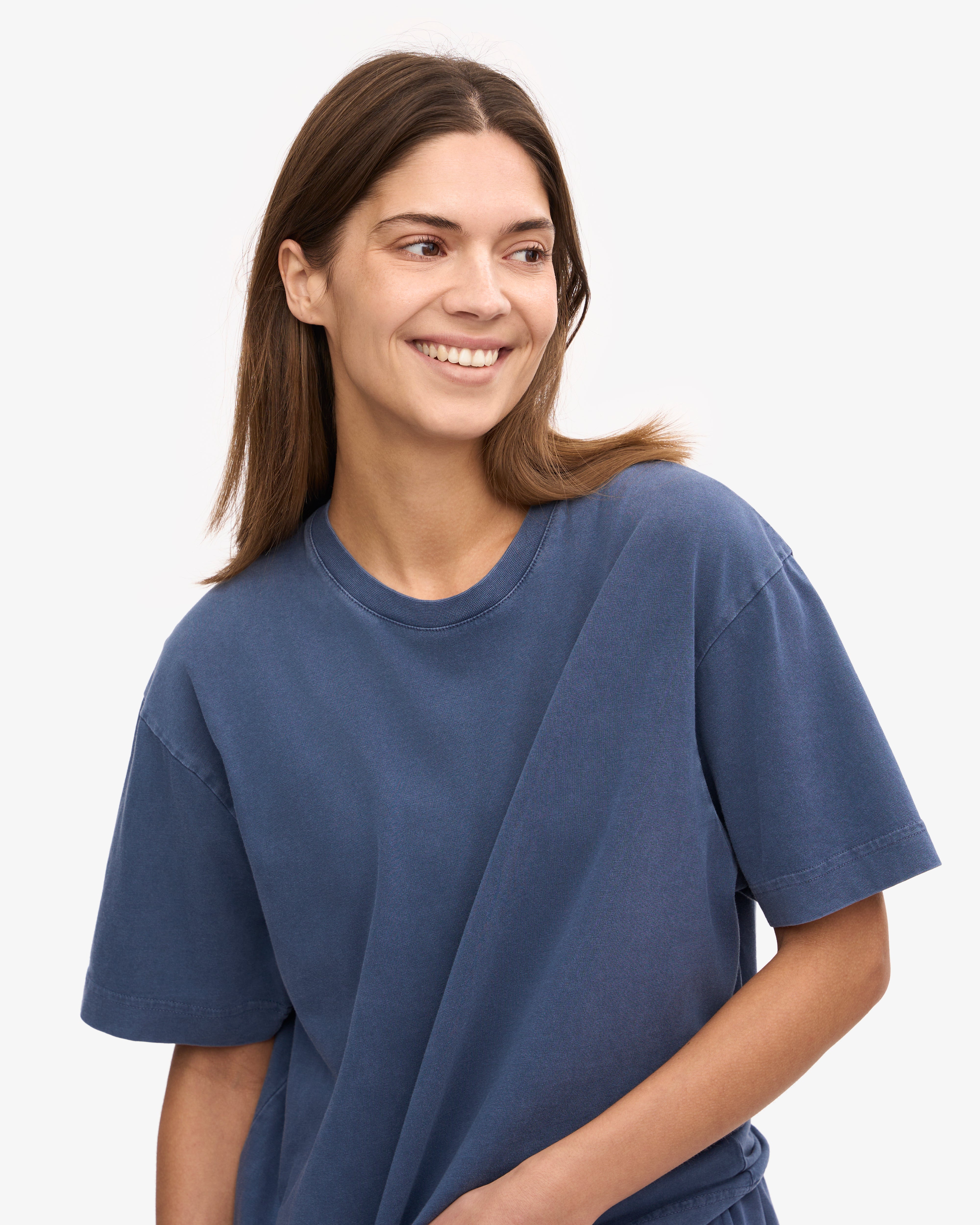 Oversized Organic T-Shirt - Neptune Blue XS