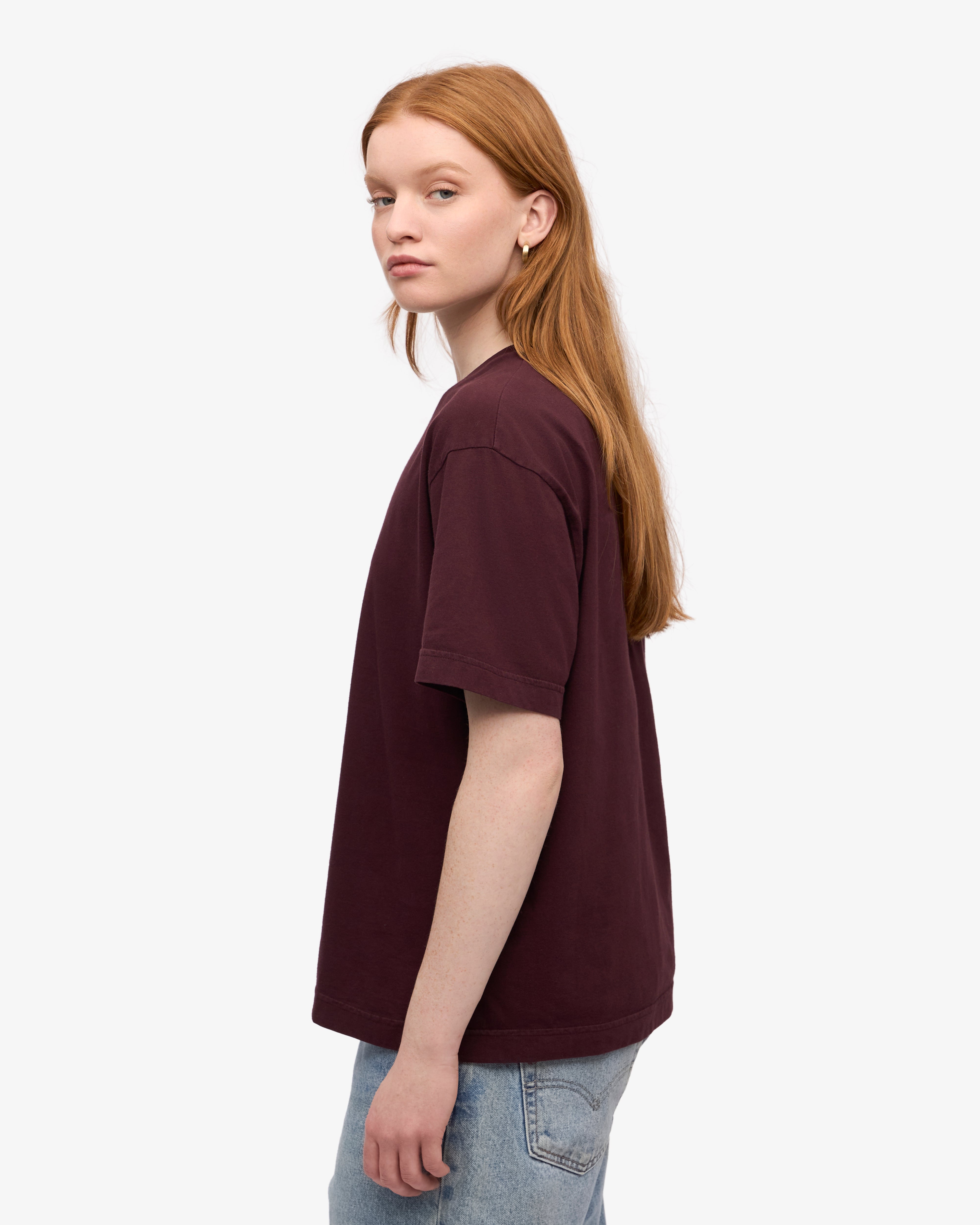 Oversized Organic T-Shirt - Oxblood Red XS