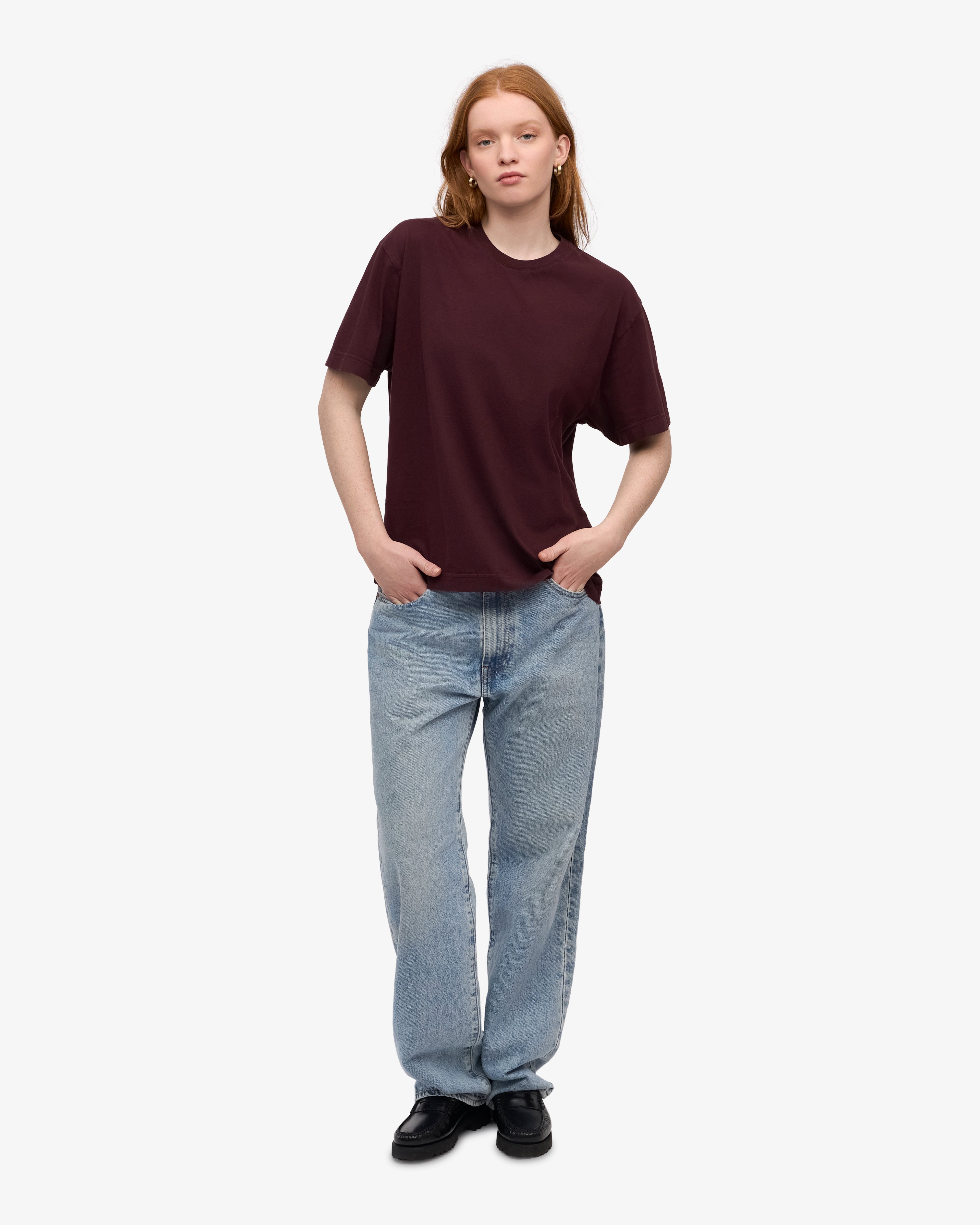 Oversized Organic T-Shirt - Oxblood Red XS