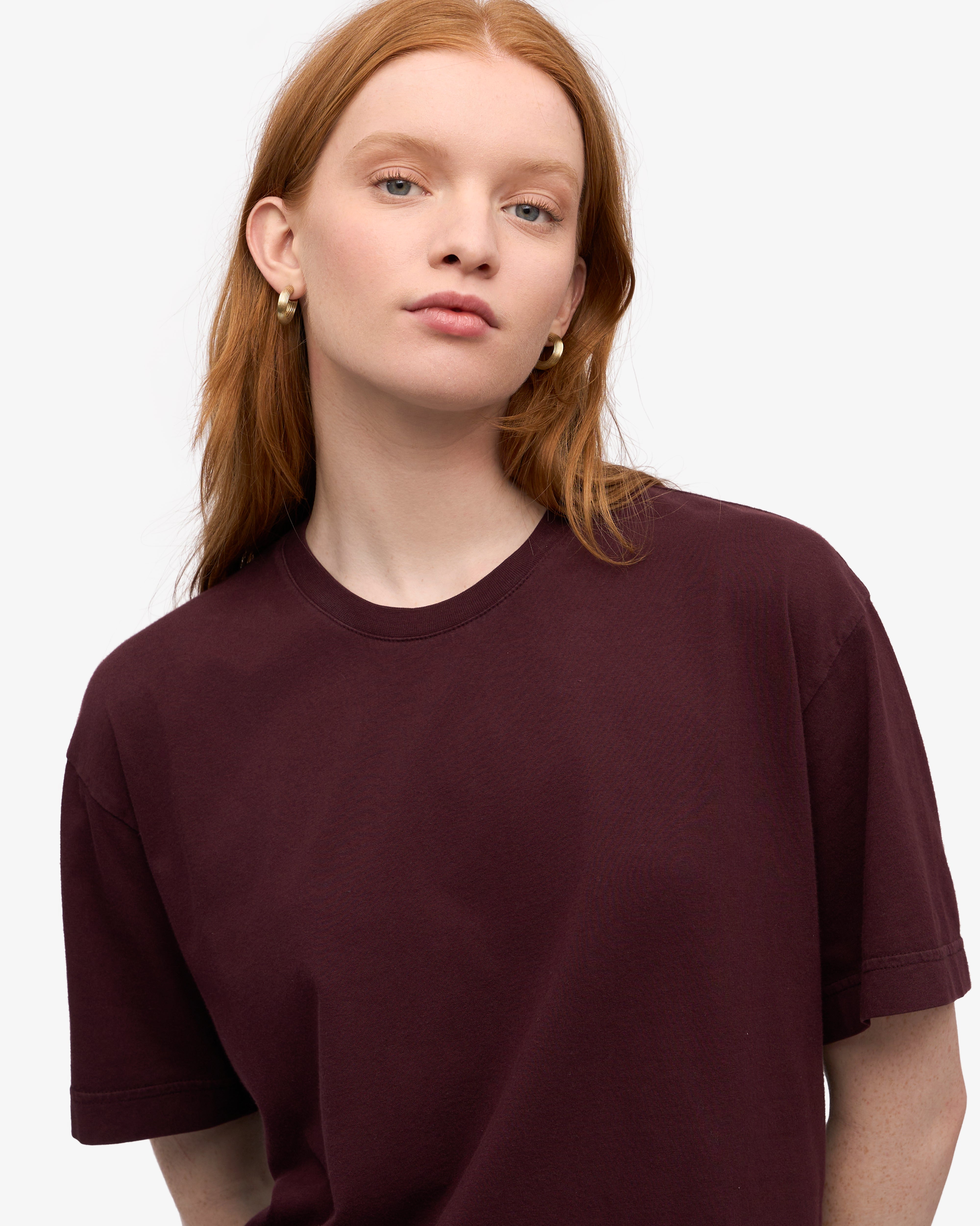 Oversized Organic T-Shirt - Oxblood Red XS