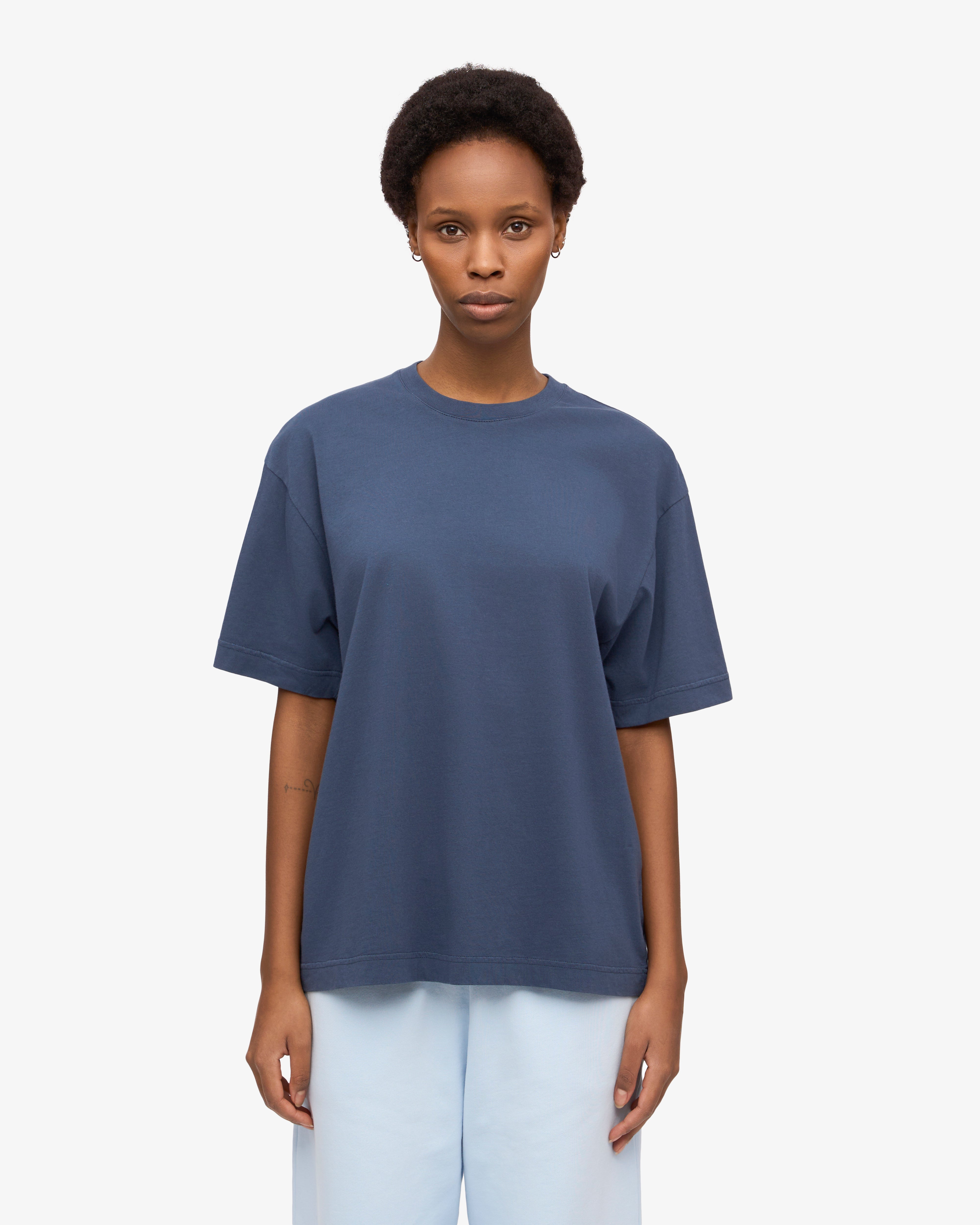 Oversized Organic T-Shirt - Petrol Blue XS