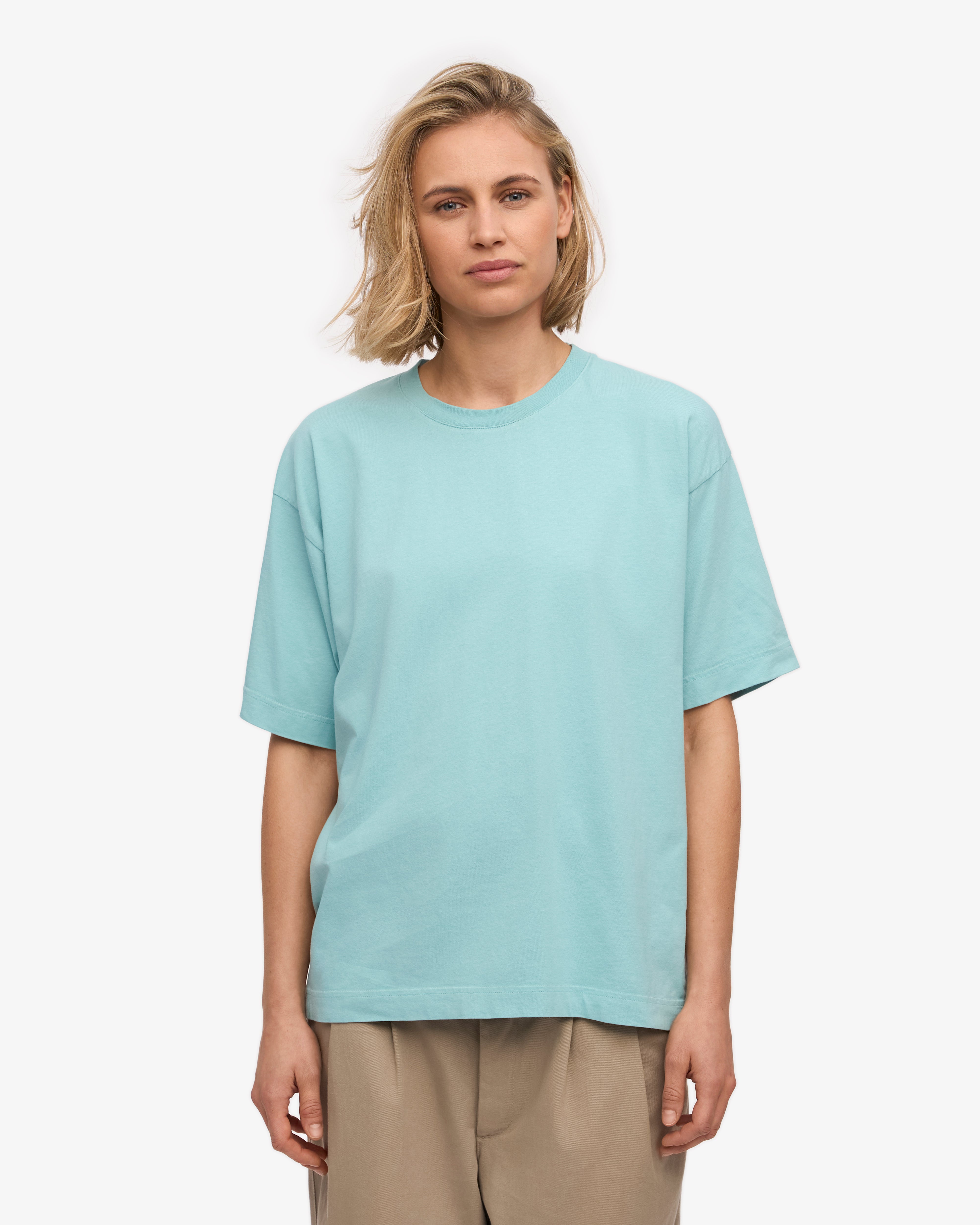 Oversized Organic T-Shirt - Teal Blue XS
