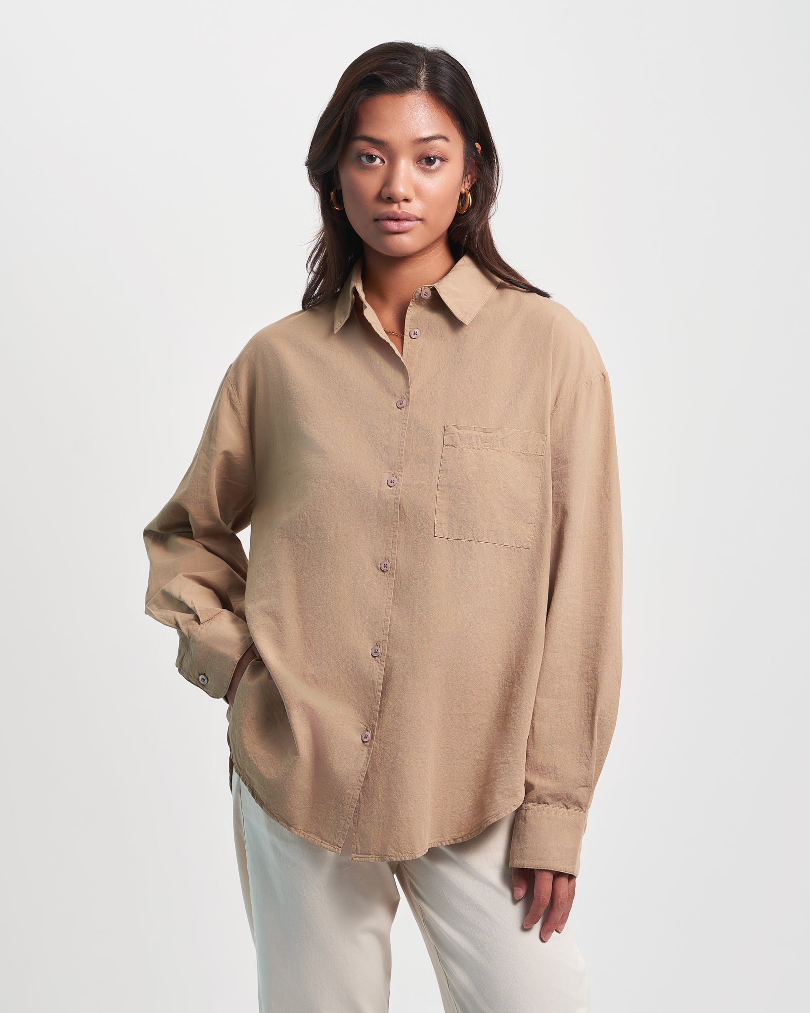 Organic Oversized Shirt - Desert Khaki