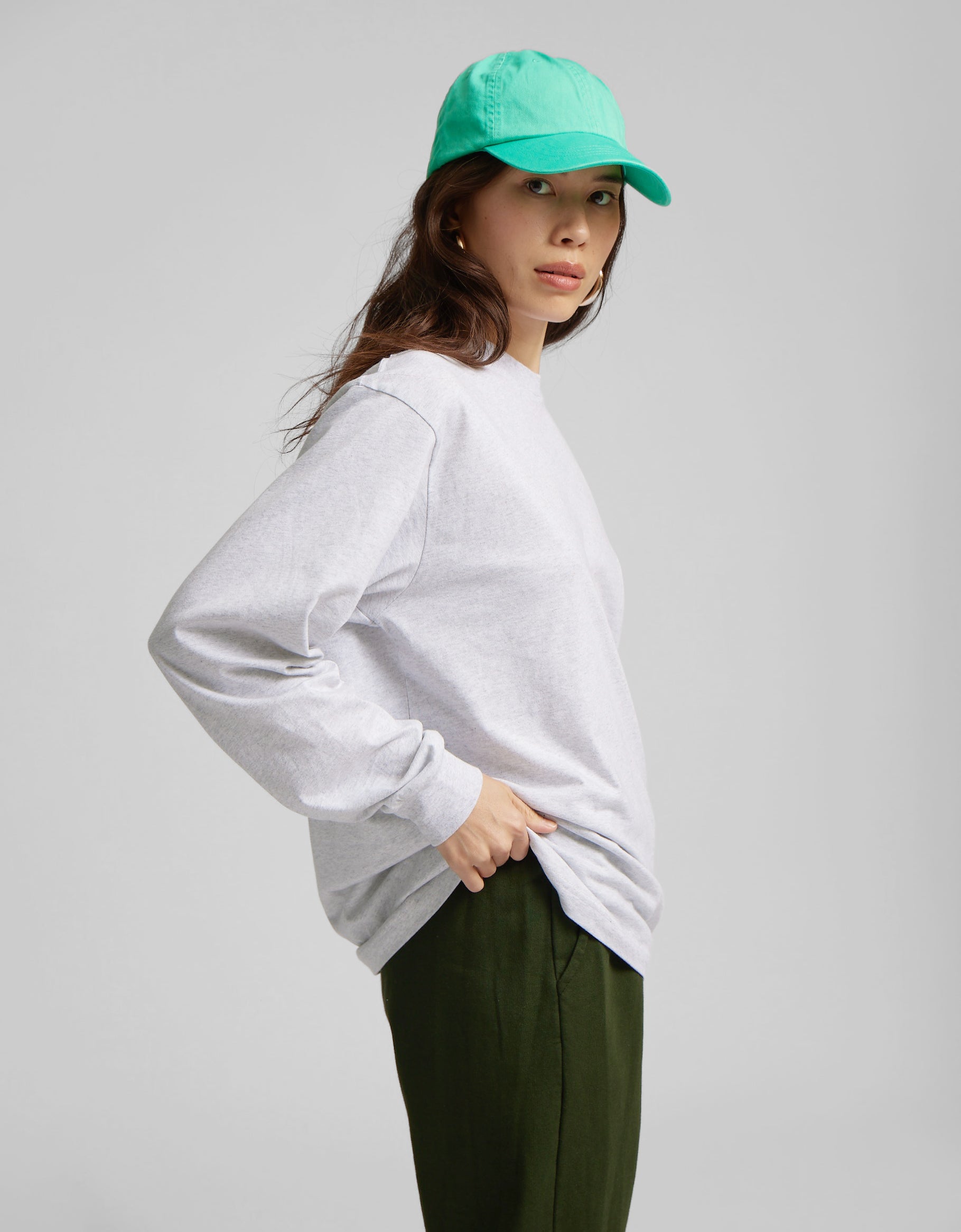 Oversized Organic LS T-shirt - Pine Green