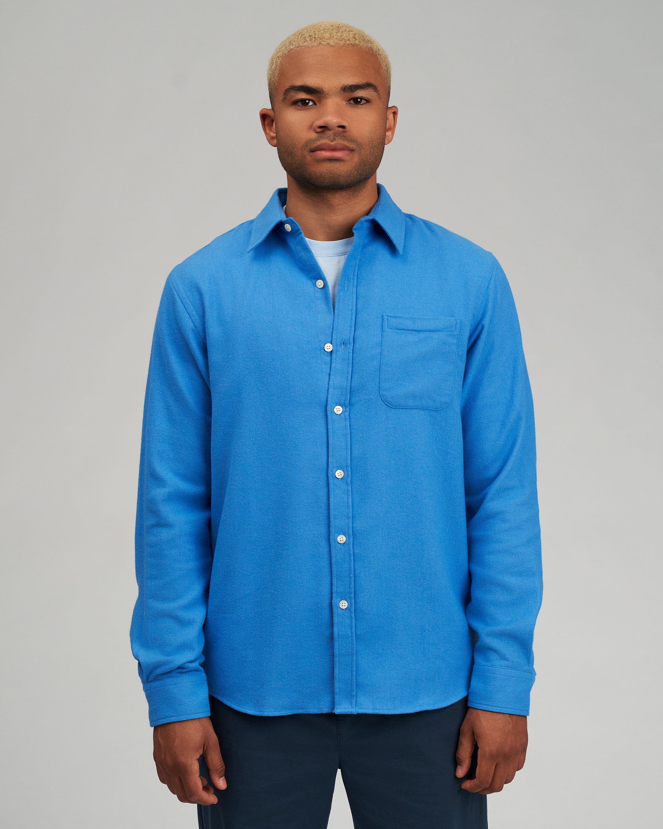Organic Flannel Shirt - Pacific Blue