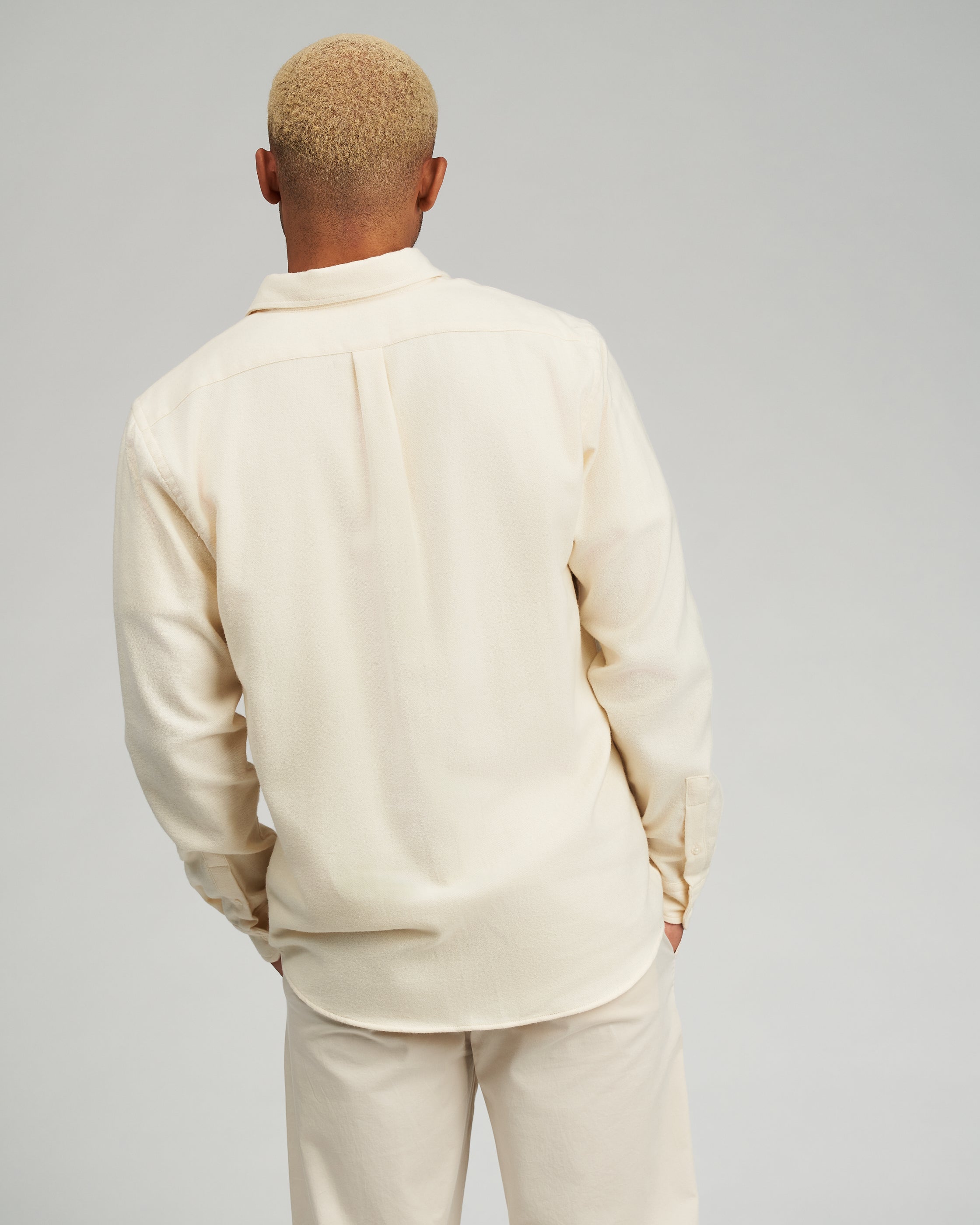 Organic Flannel Shirt - Ivory White