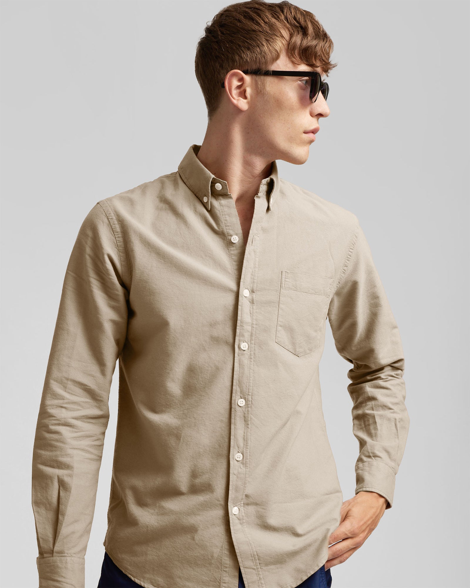 Organic Button Down Shirt - Dusty Olive