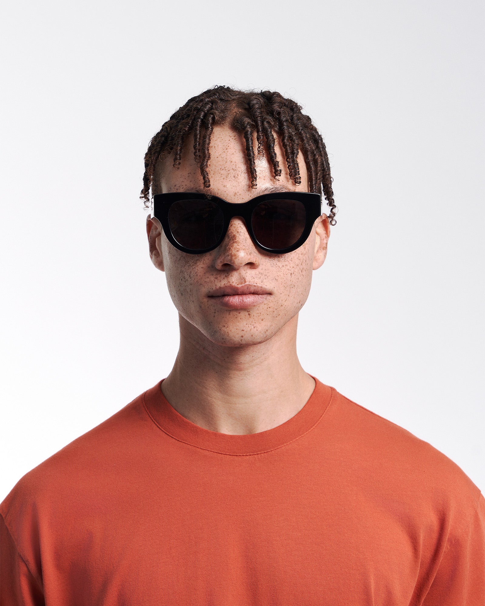 Sunglass 06 - Deep Black Solid - Orange