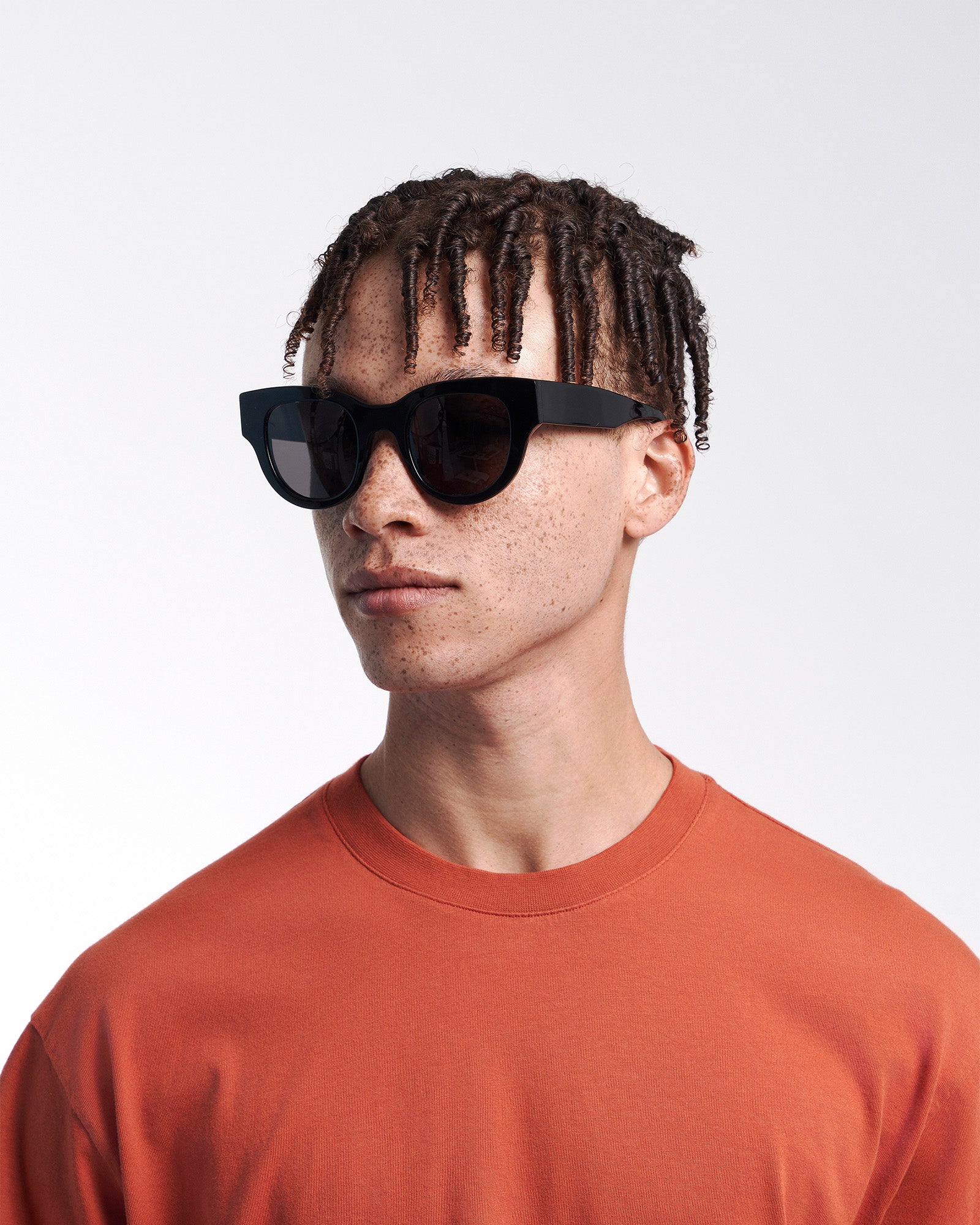 Sunglass 06 - Deep Black Solid - Orange