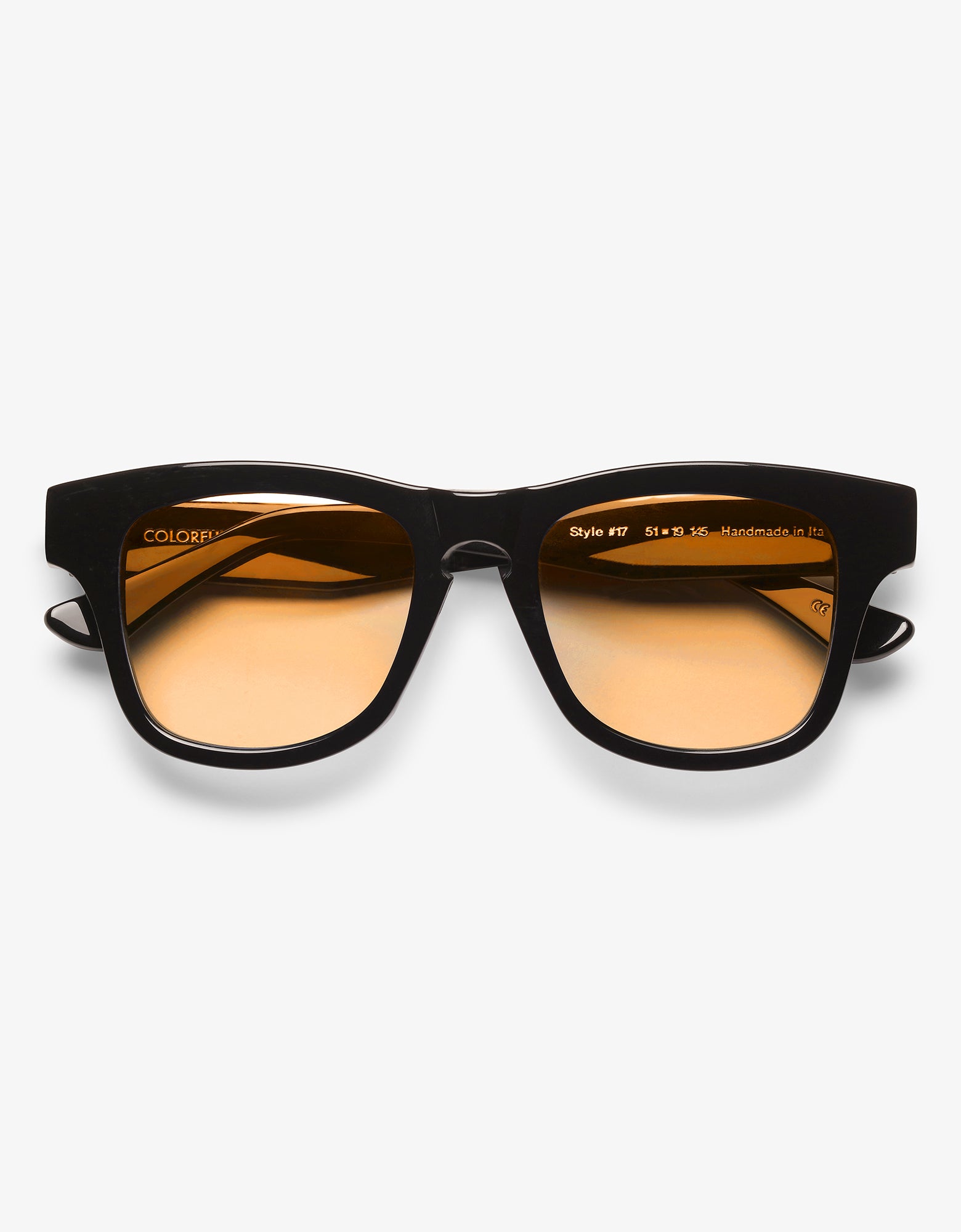 Sunglass 17 - Deep Black Solid - Orange