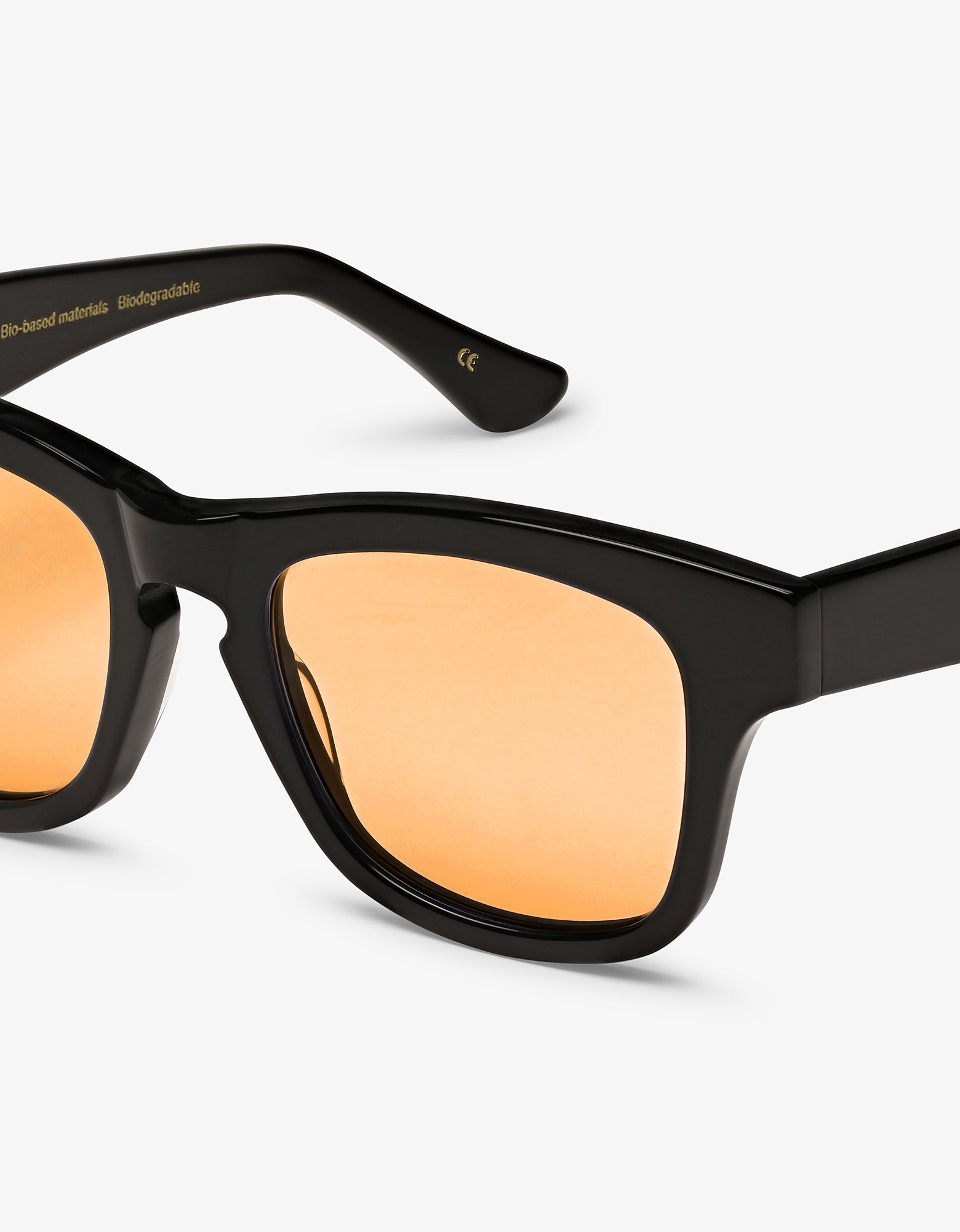 Sunglass 17 - Deep Black Solid - Orange