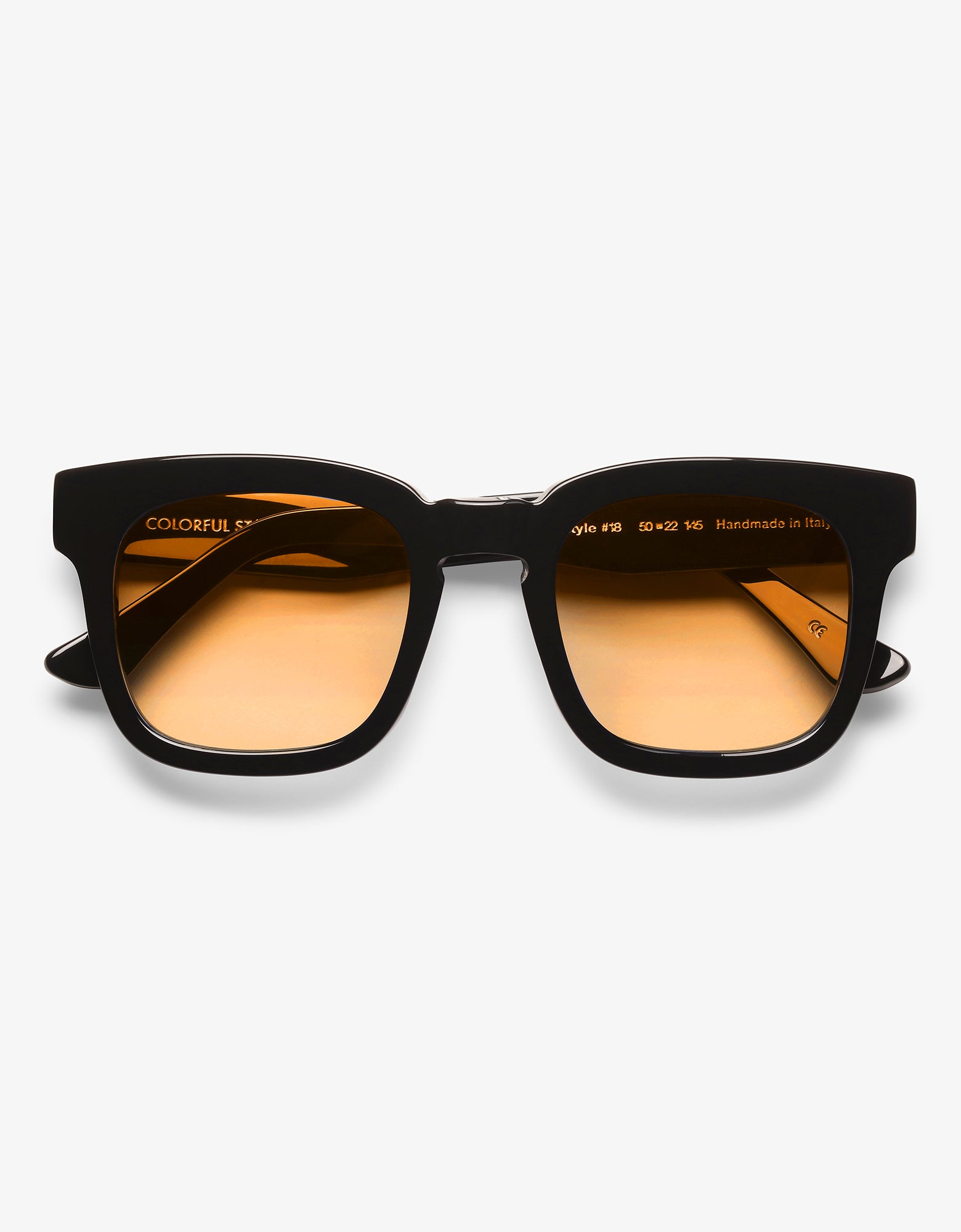 Sunglass 18 - Deep Black Solid - Orange