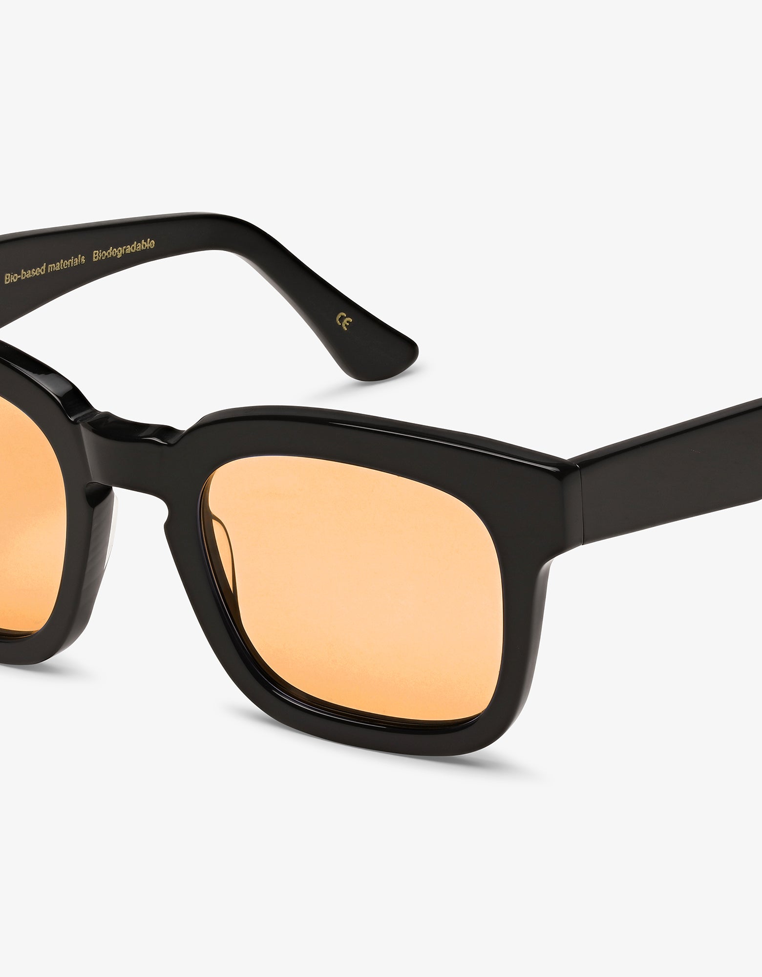 Sunglass 18 - Deep Black Solid - Orange