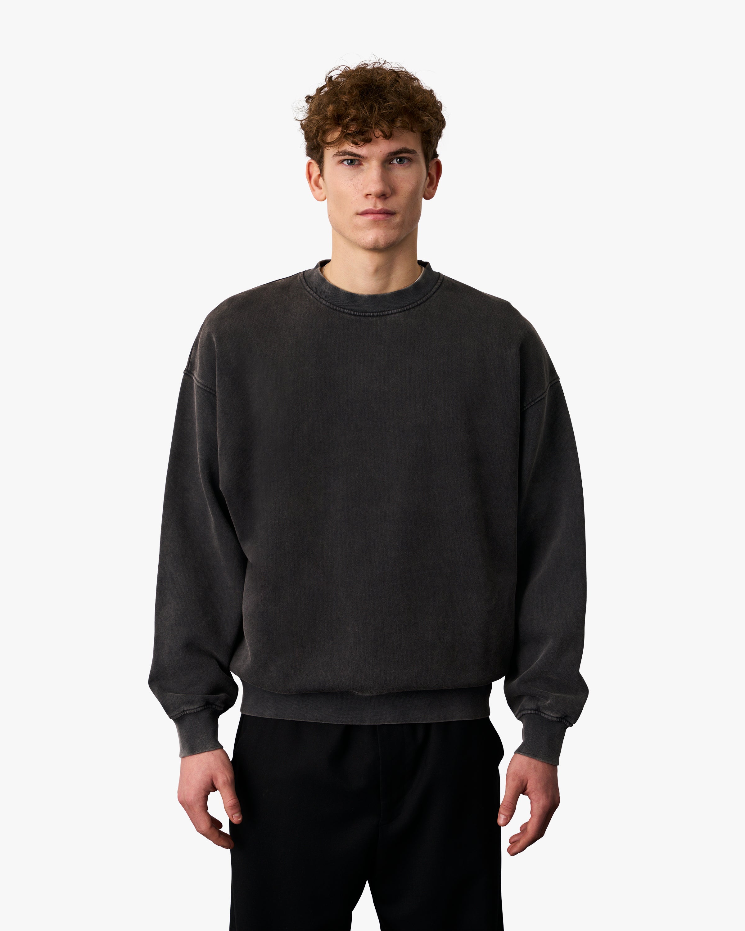 Organic Oversized Crew Faded Black Colorful Standard