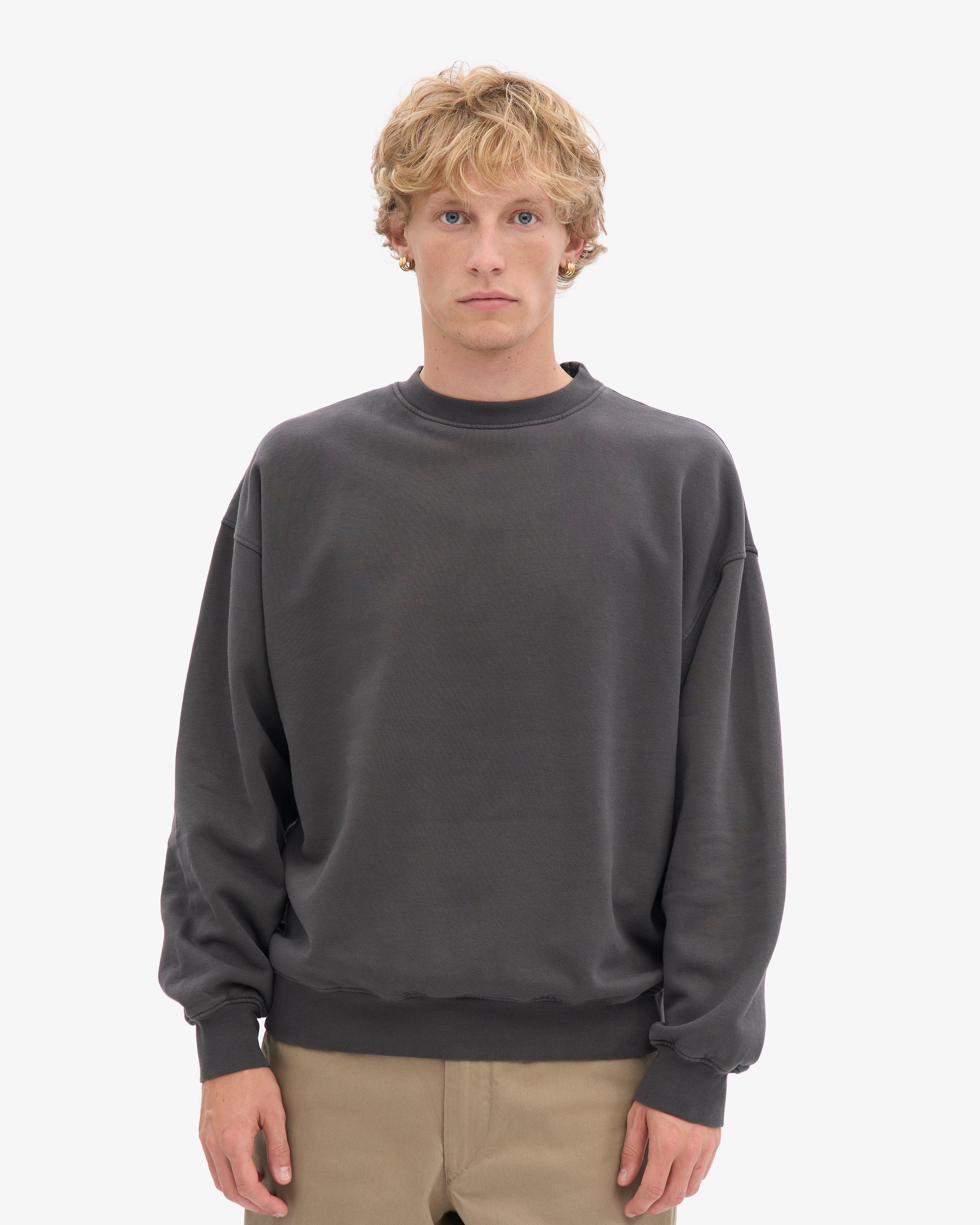 Organic Oversized Crew - Lava Grey