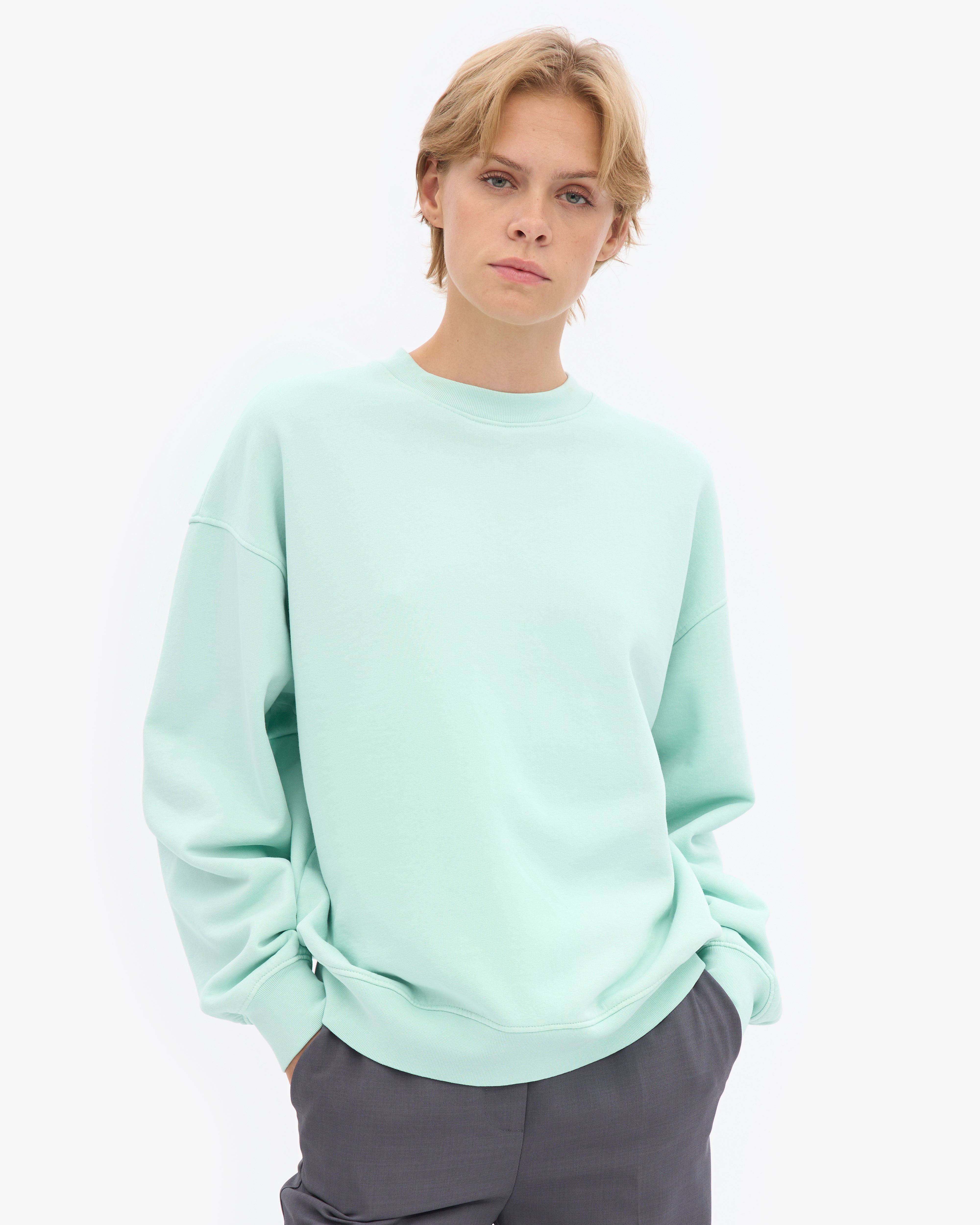 Organic Oversized Crew - Light Aqua