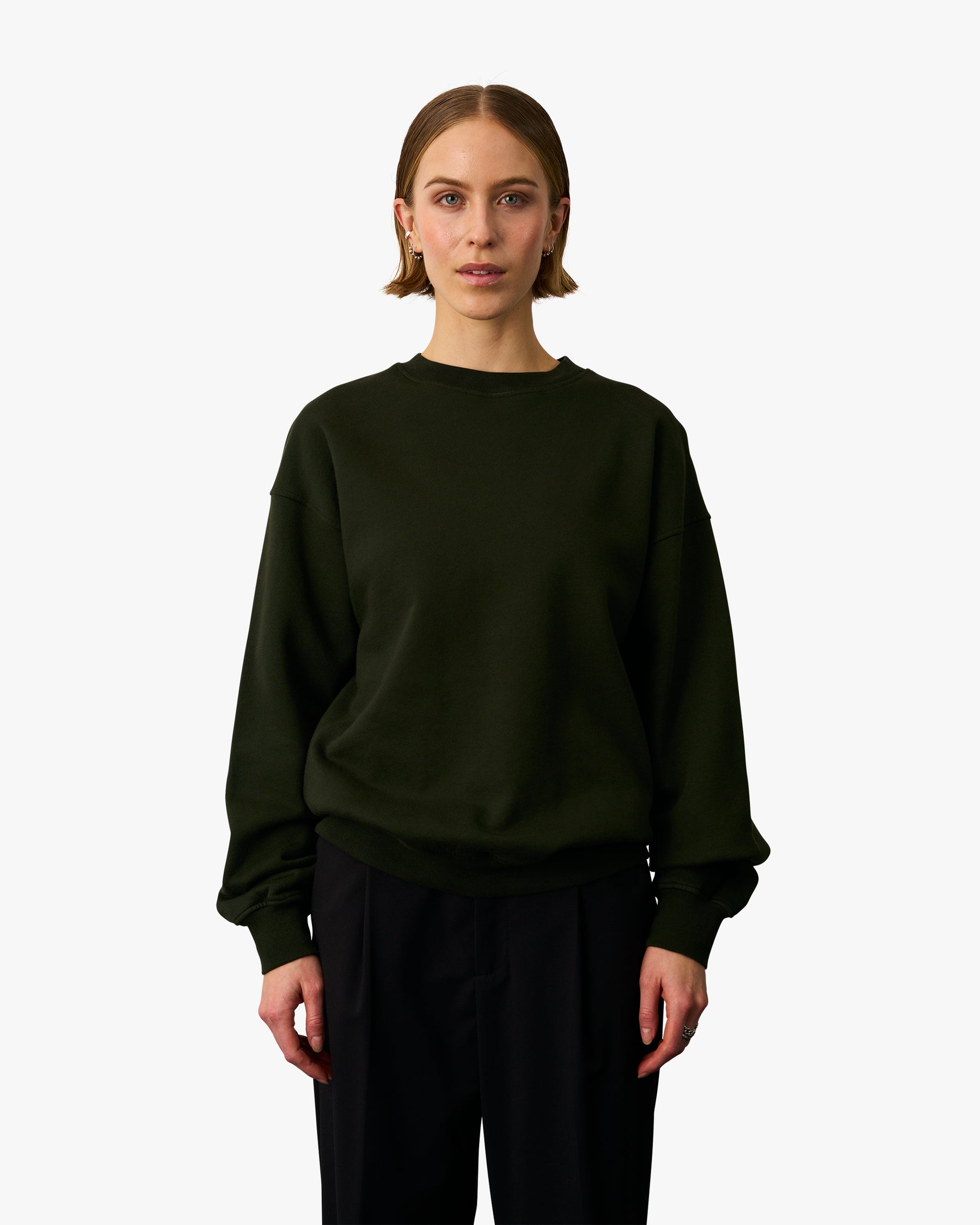 Organic Oversized Crew Pine Green
