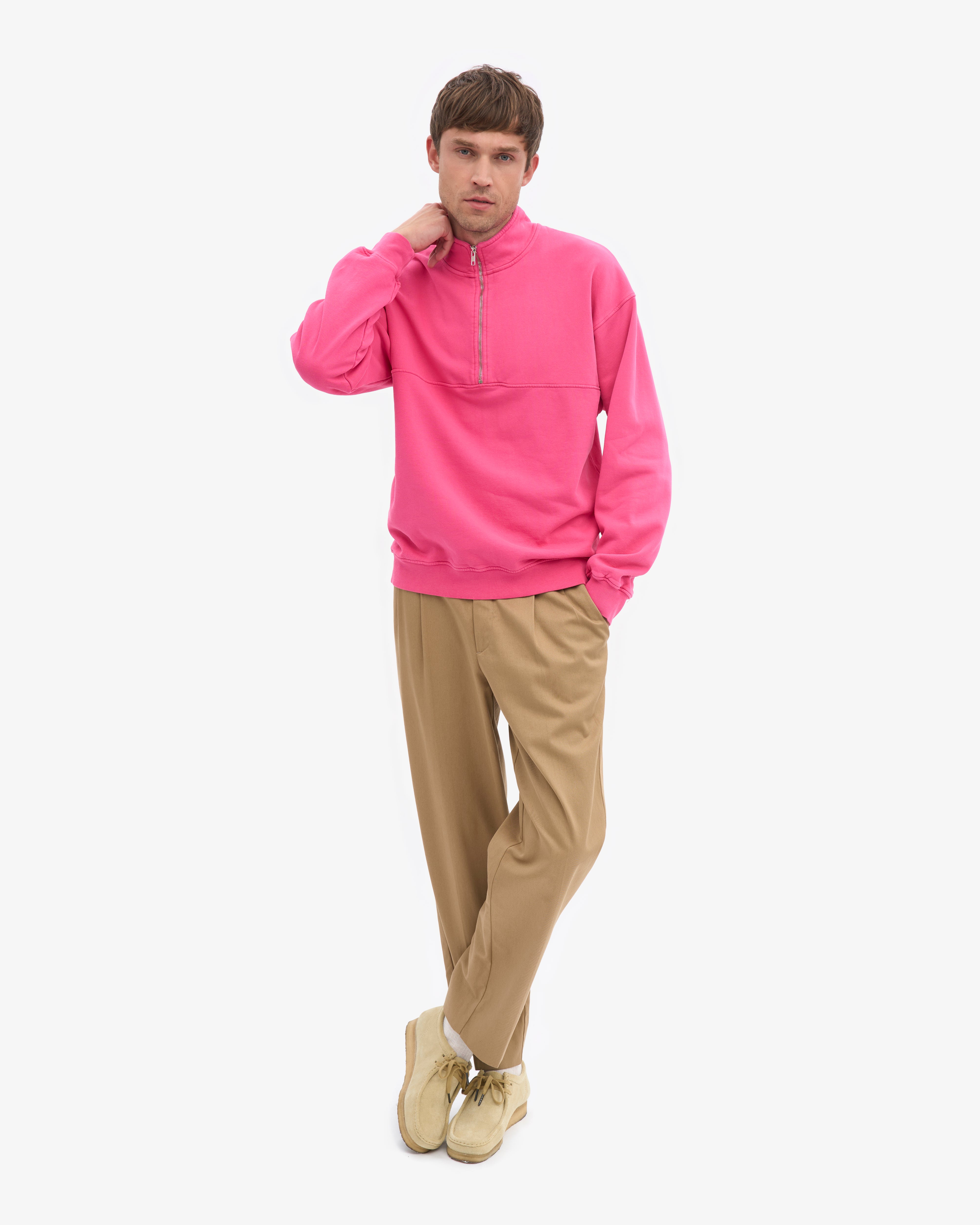 Organic Quarter Zip - Bubblegum Pink