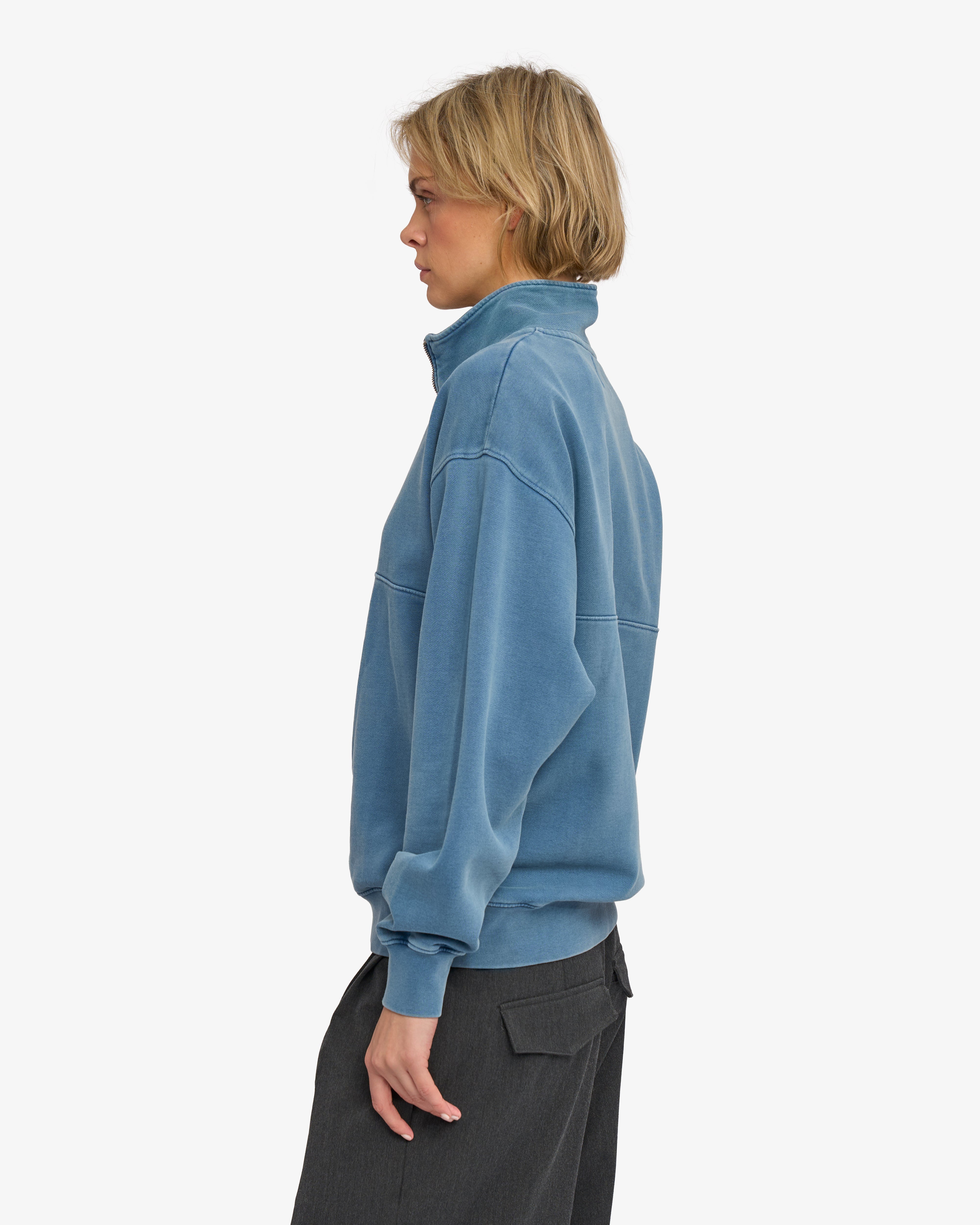 Organic Quarter Zip - Faded Indigo