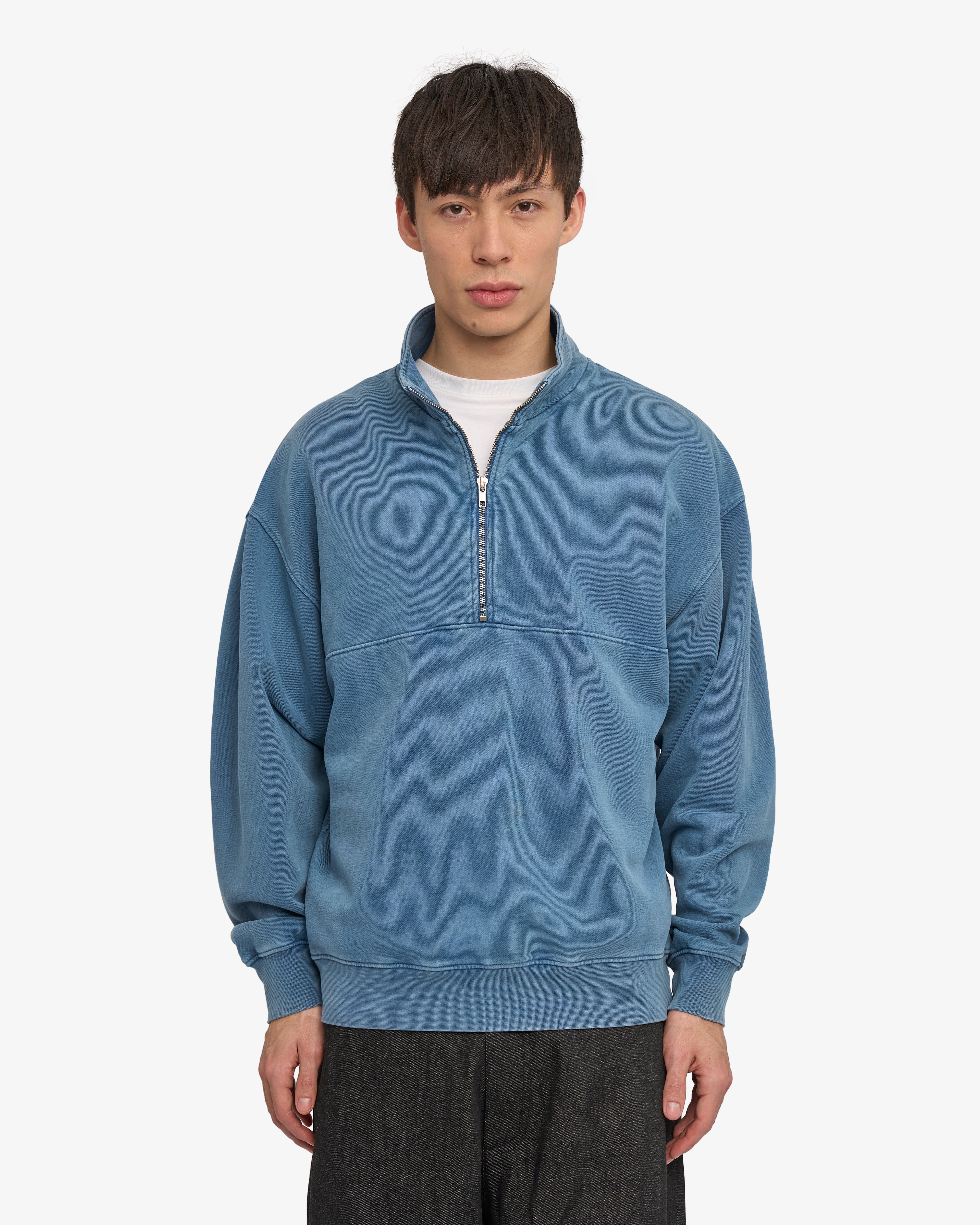 Organic Quarter Zip - Faded Indigo