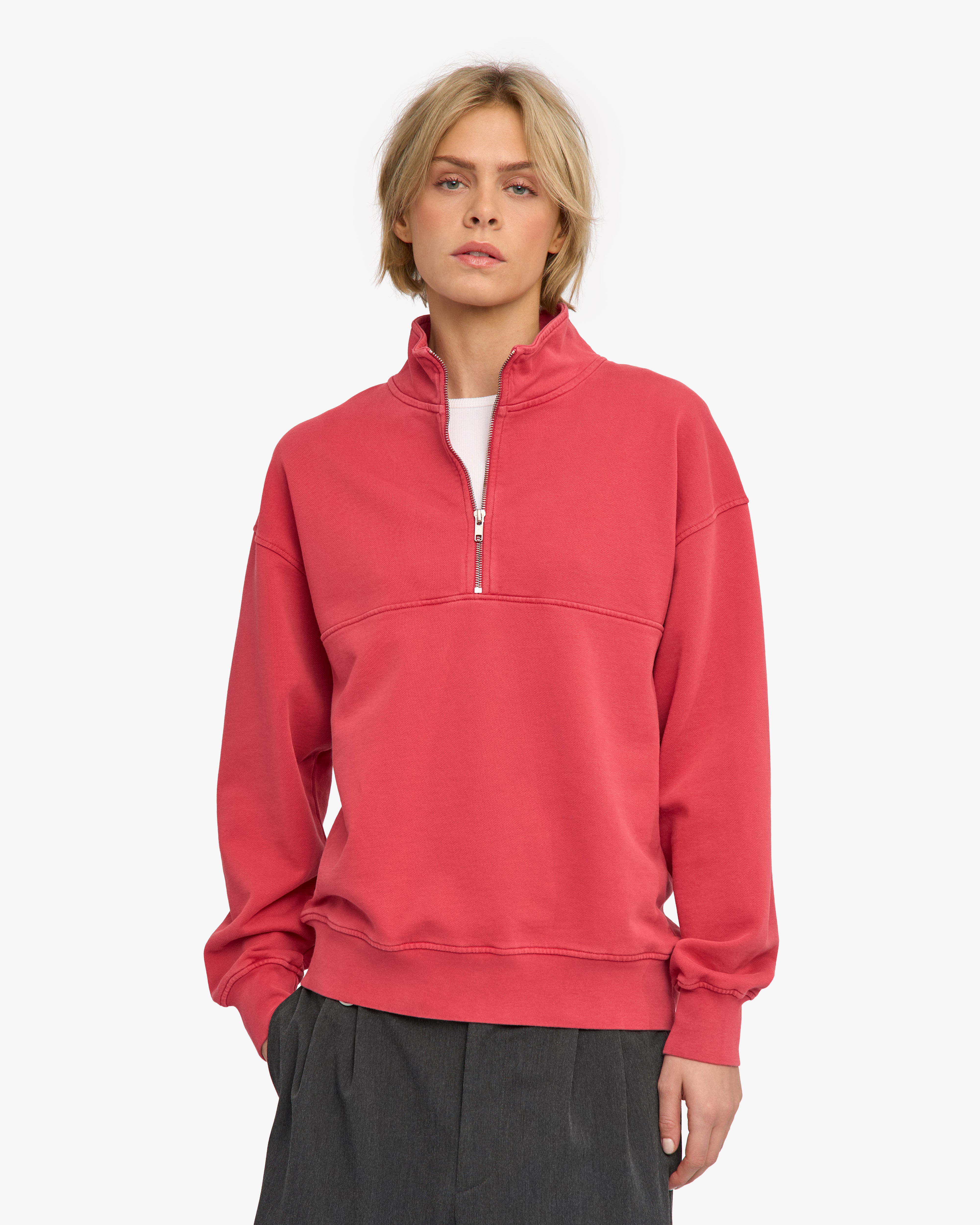 Organic Quarter Zip - Faded Red
