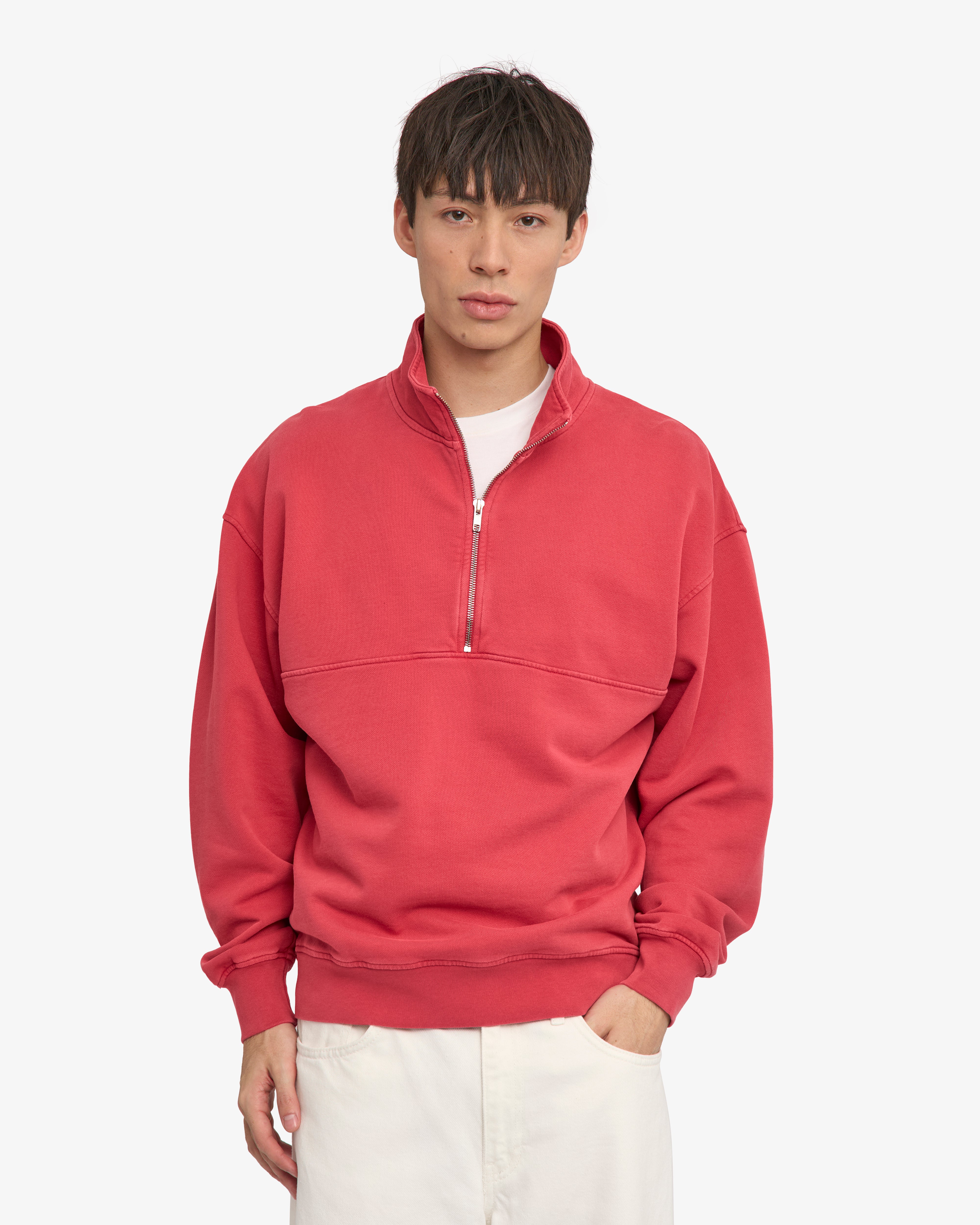 Organic Quarter Zip - Faded Red