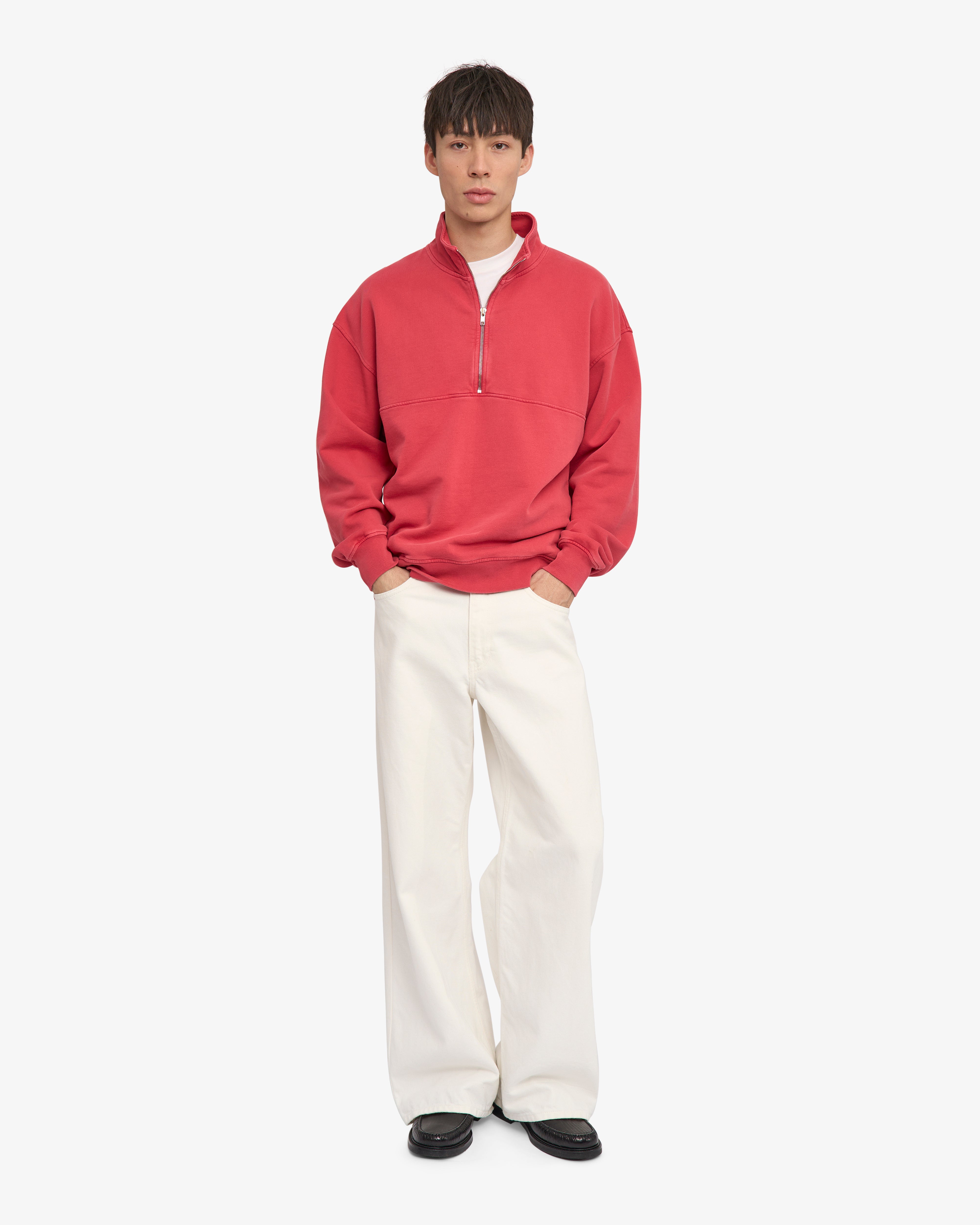 Organic Quarter Zip - Faded Red