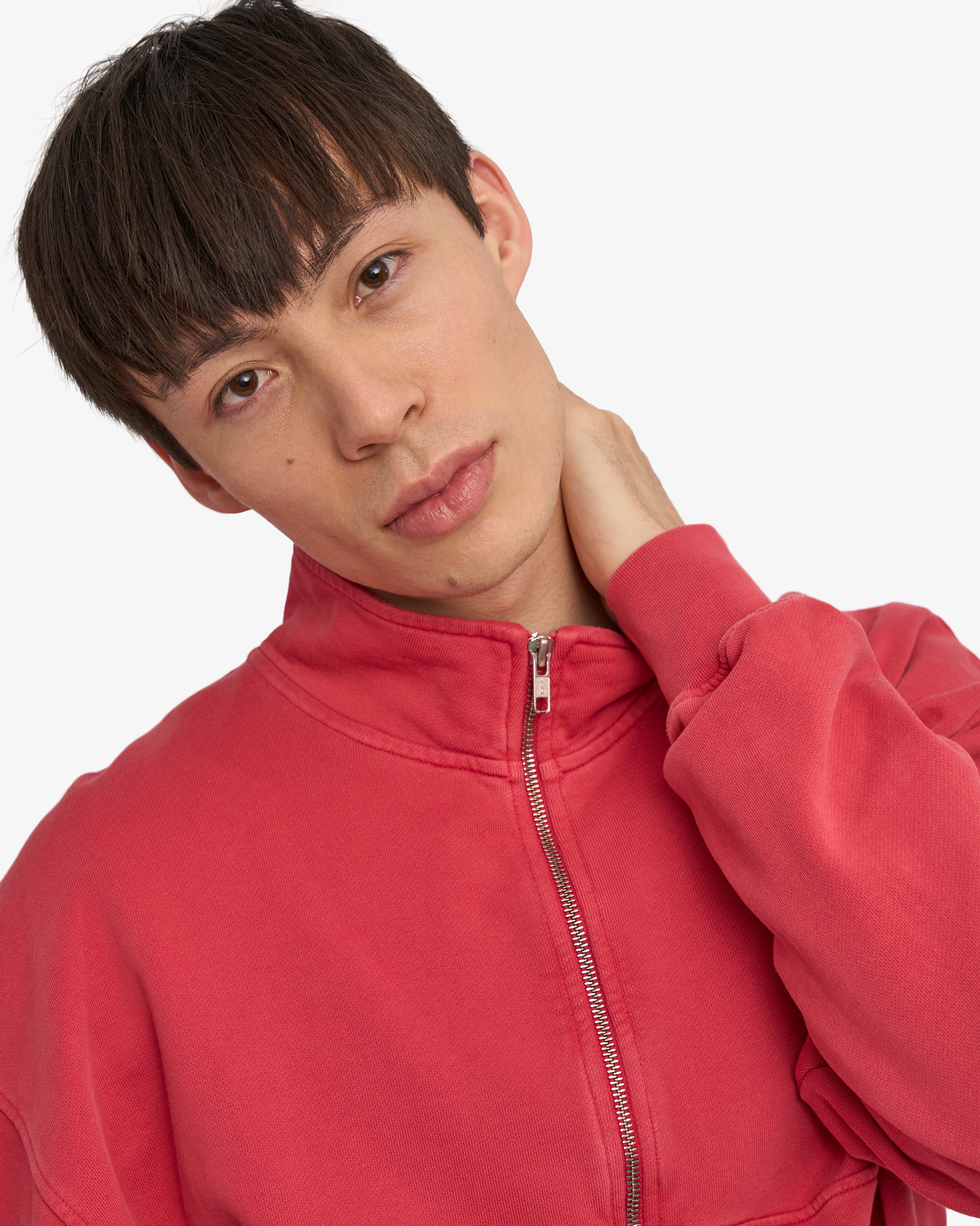 Organic Quarter Zip - Faded Red