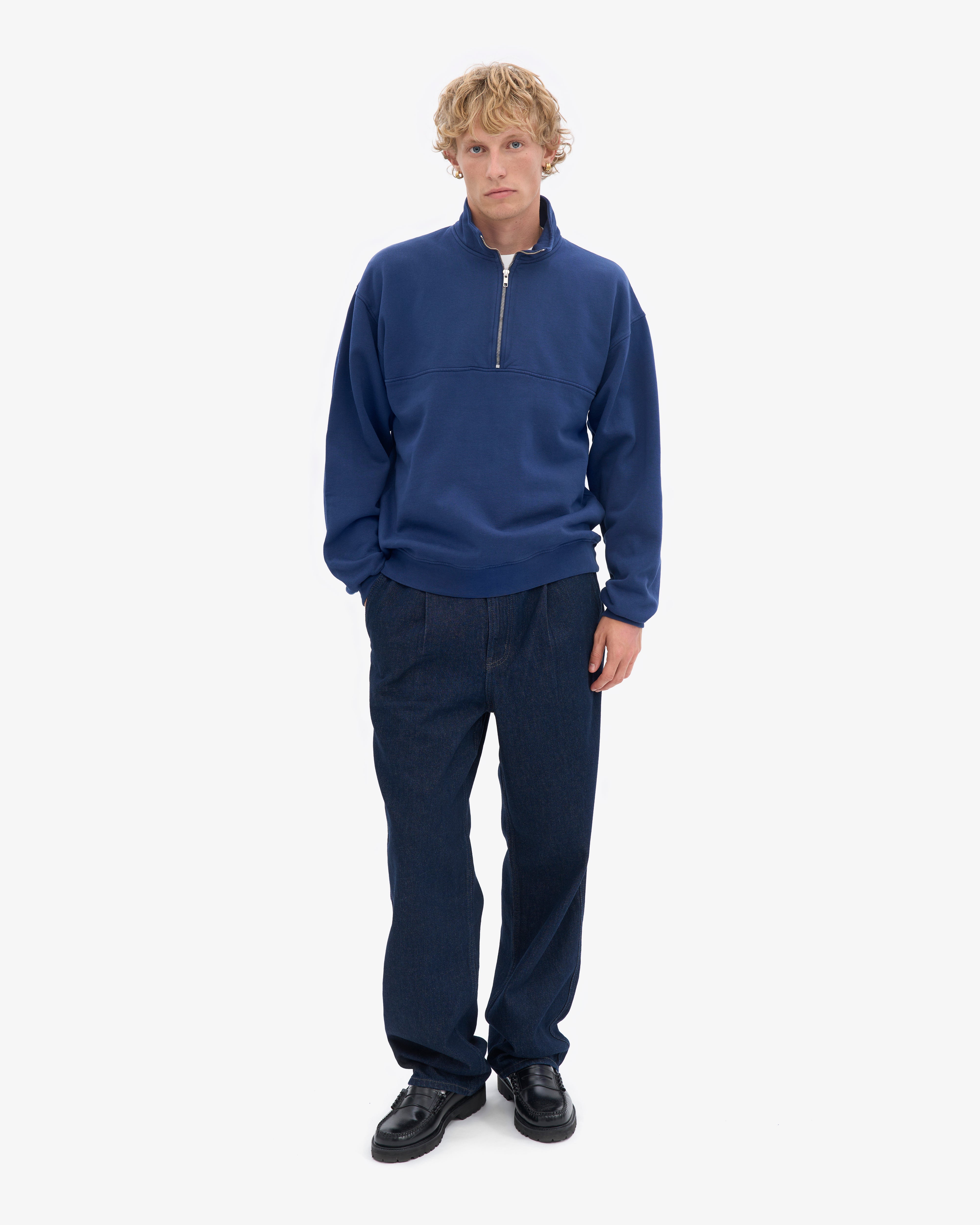 Organic Quarter Zip - Marine Blue