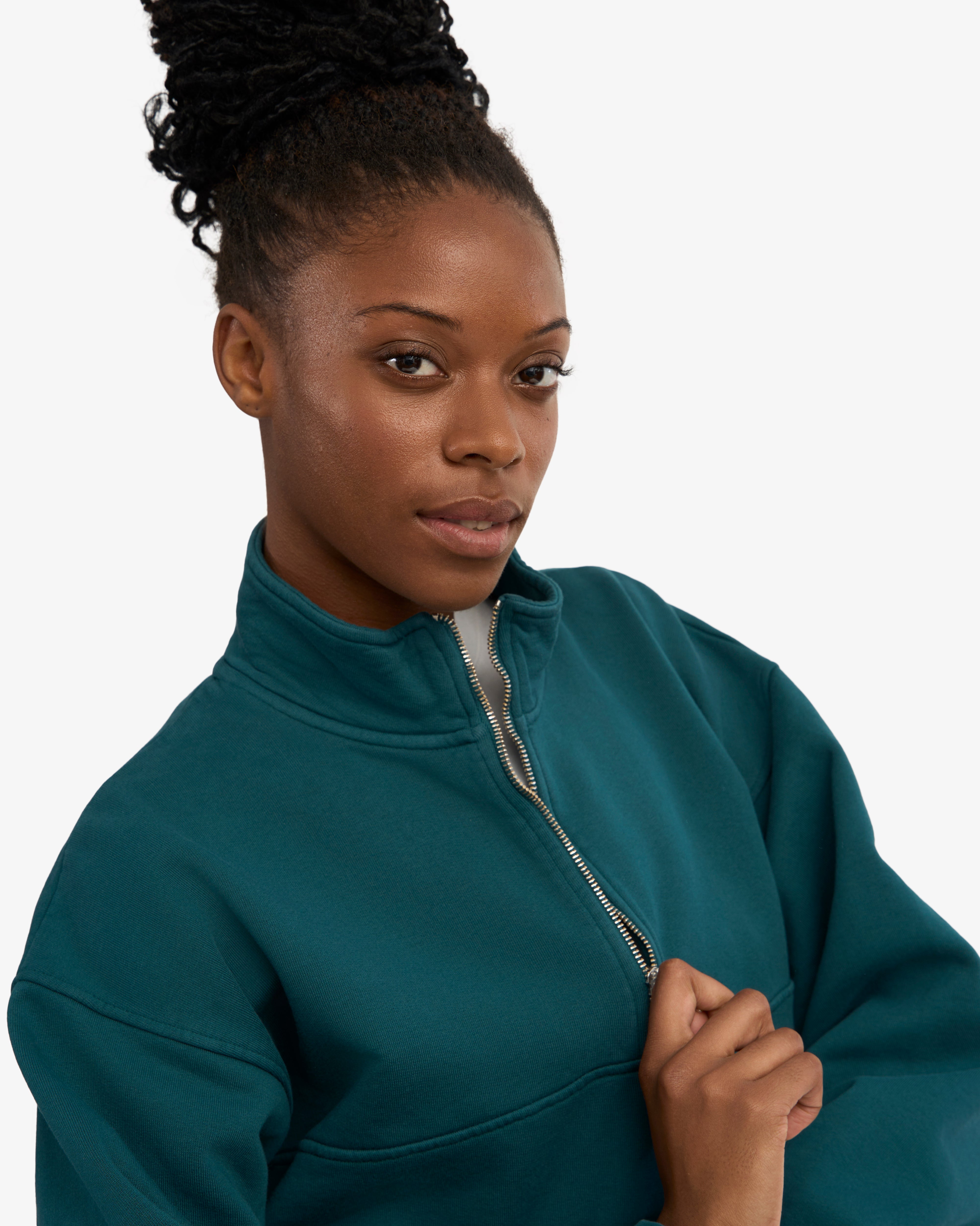 Organic Quarter Zip - Ocean Green
