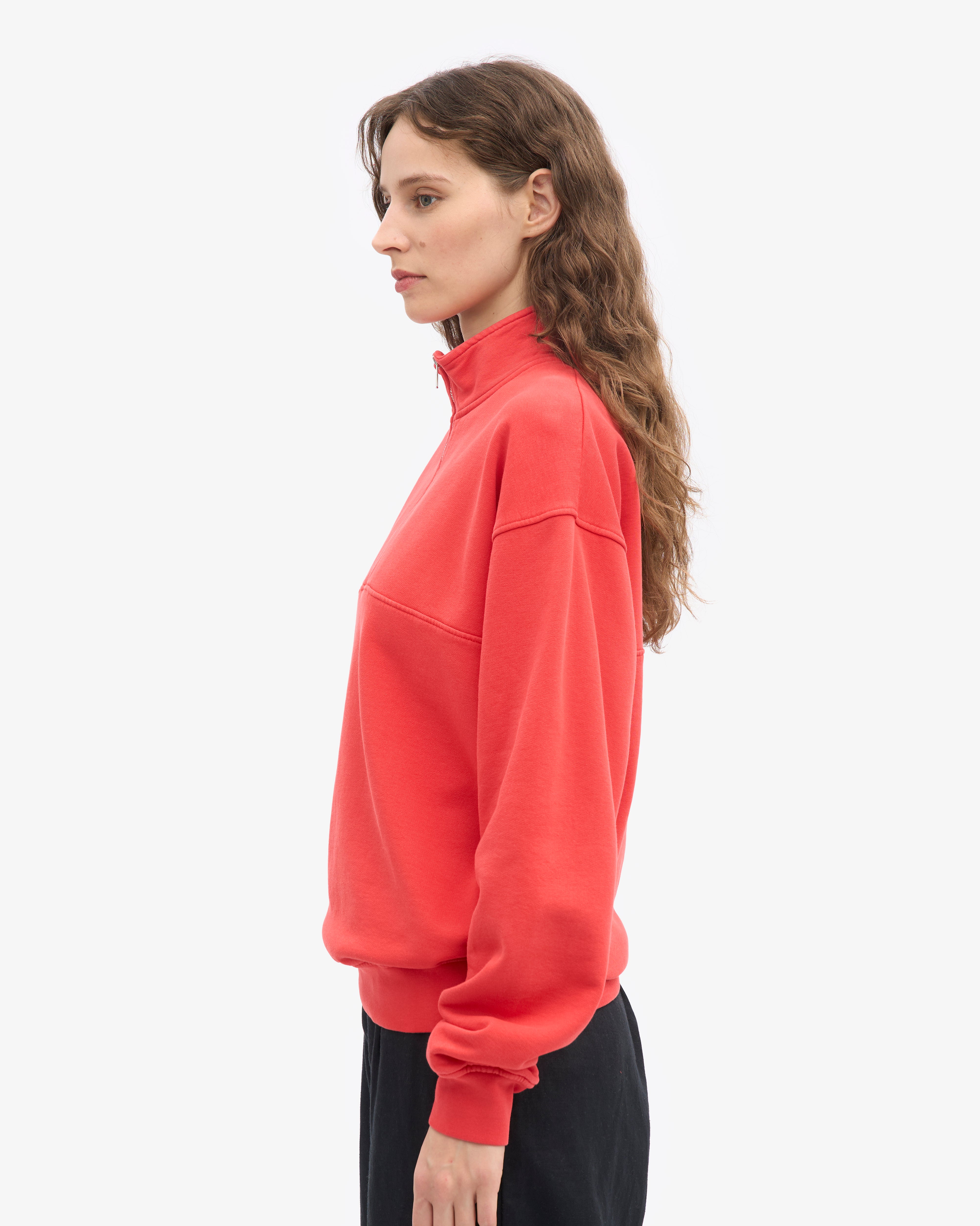 Organic Quarter Zip - Red Tangerine