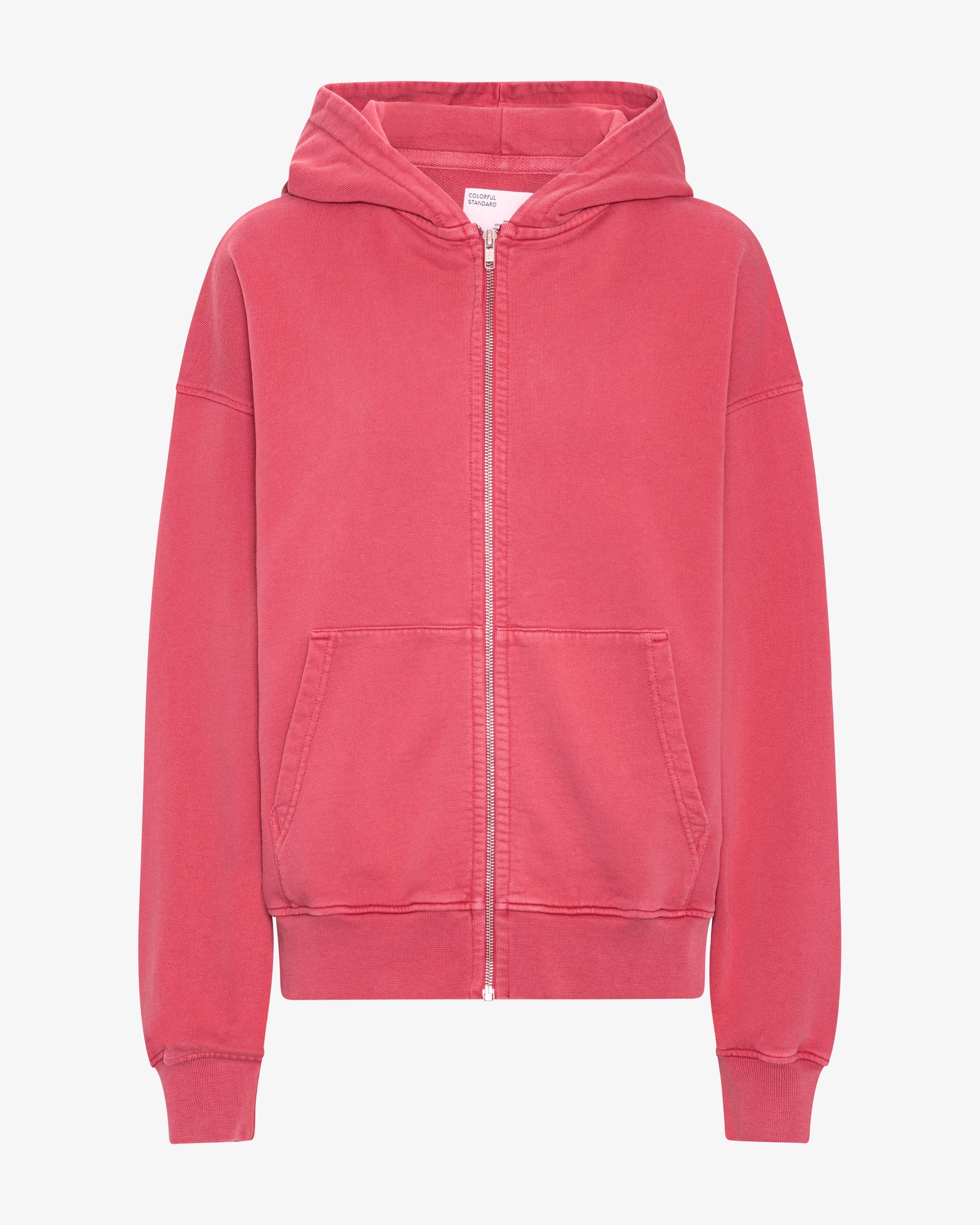 Organic Oversized Zip Hood - Faded Red