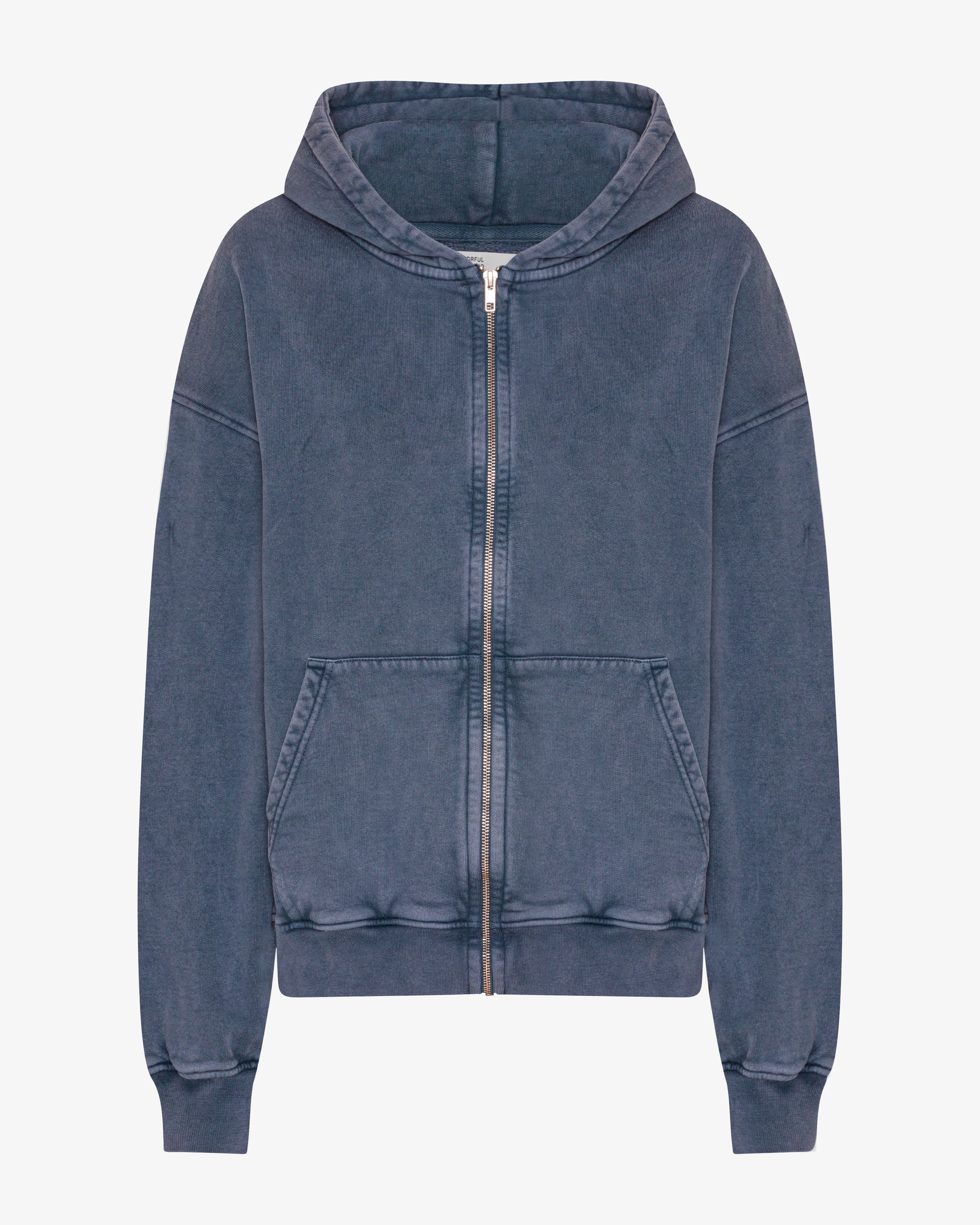 Organic Crop Zip Hood - Marine Blue