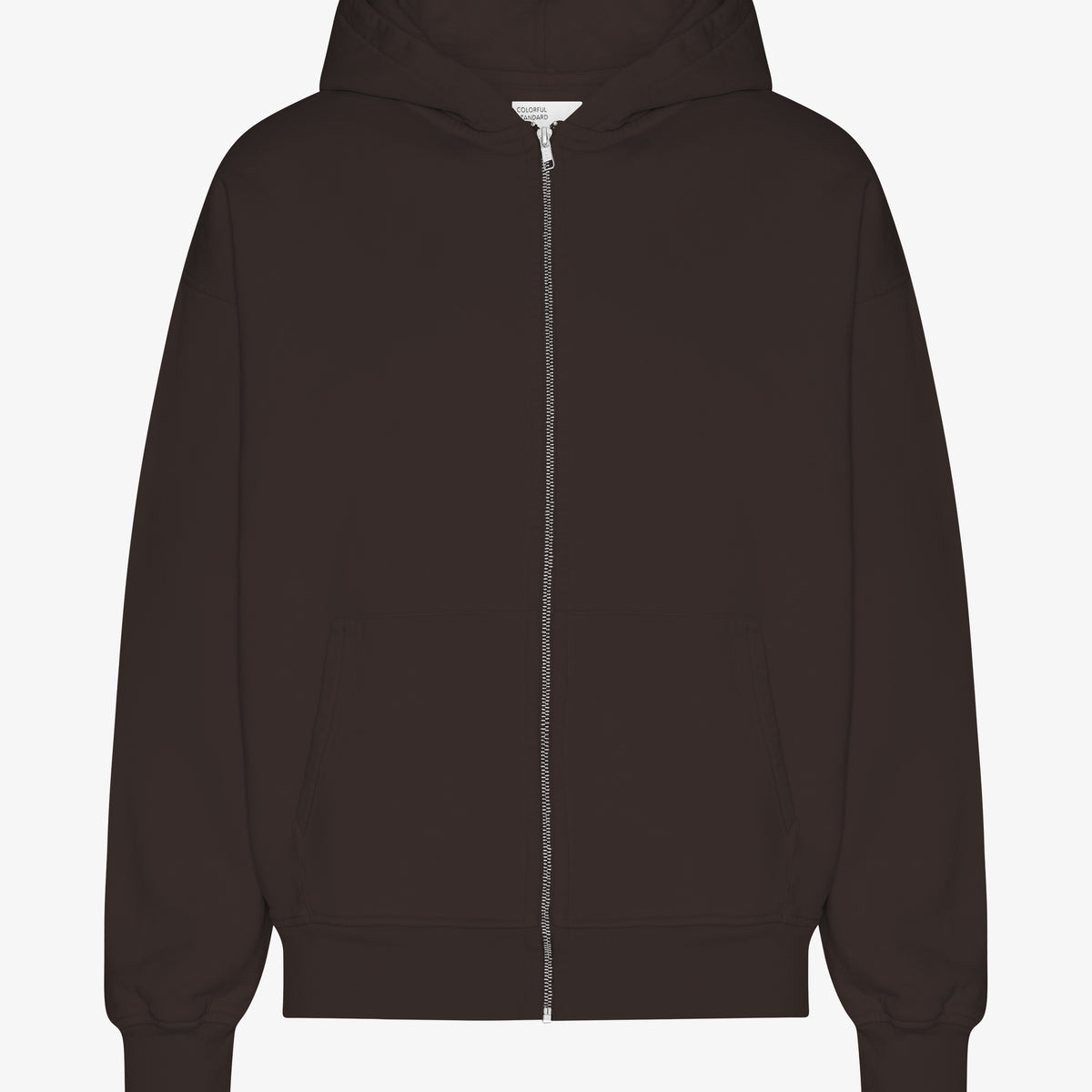 Organic Oversized Zip Hood Coffee Brown - Main Image