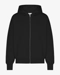 Organic Oversized Zip Hood - Deep Black