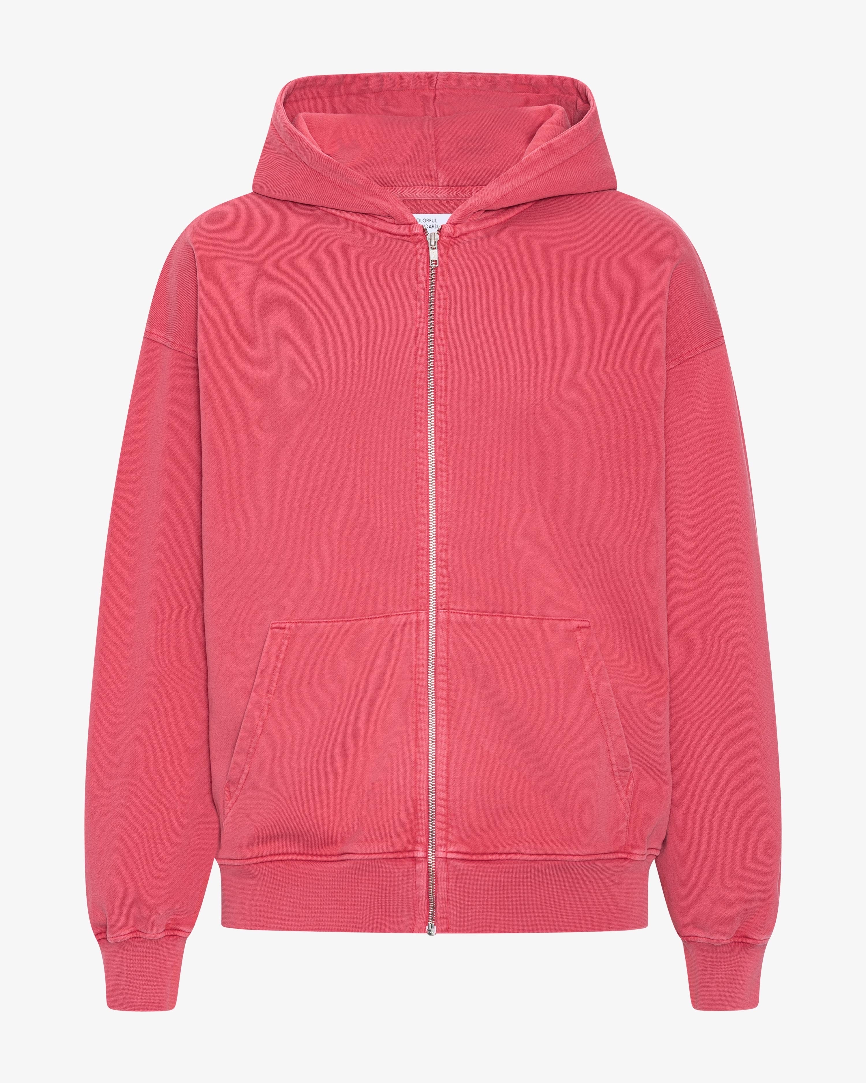 Organic Oversized Zip Hood - Faded Red