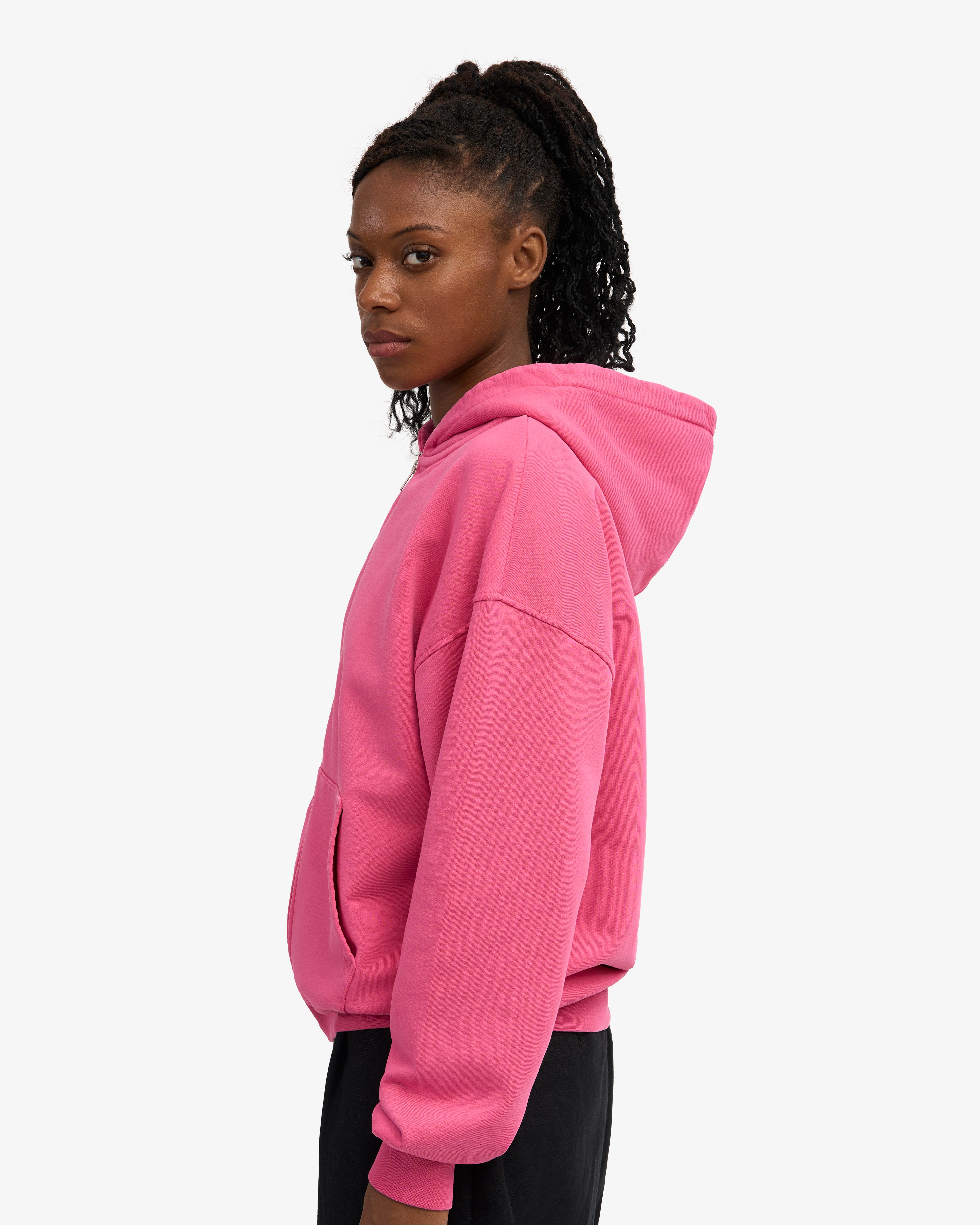 Organic Oversized Zip Hood - Bubblegum Pink
