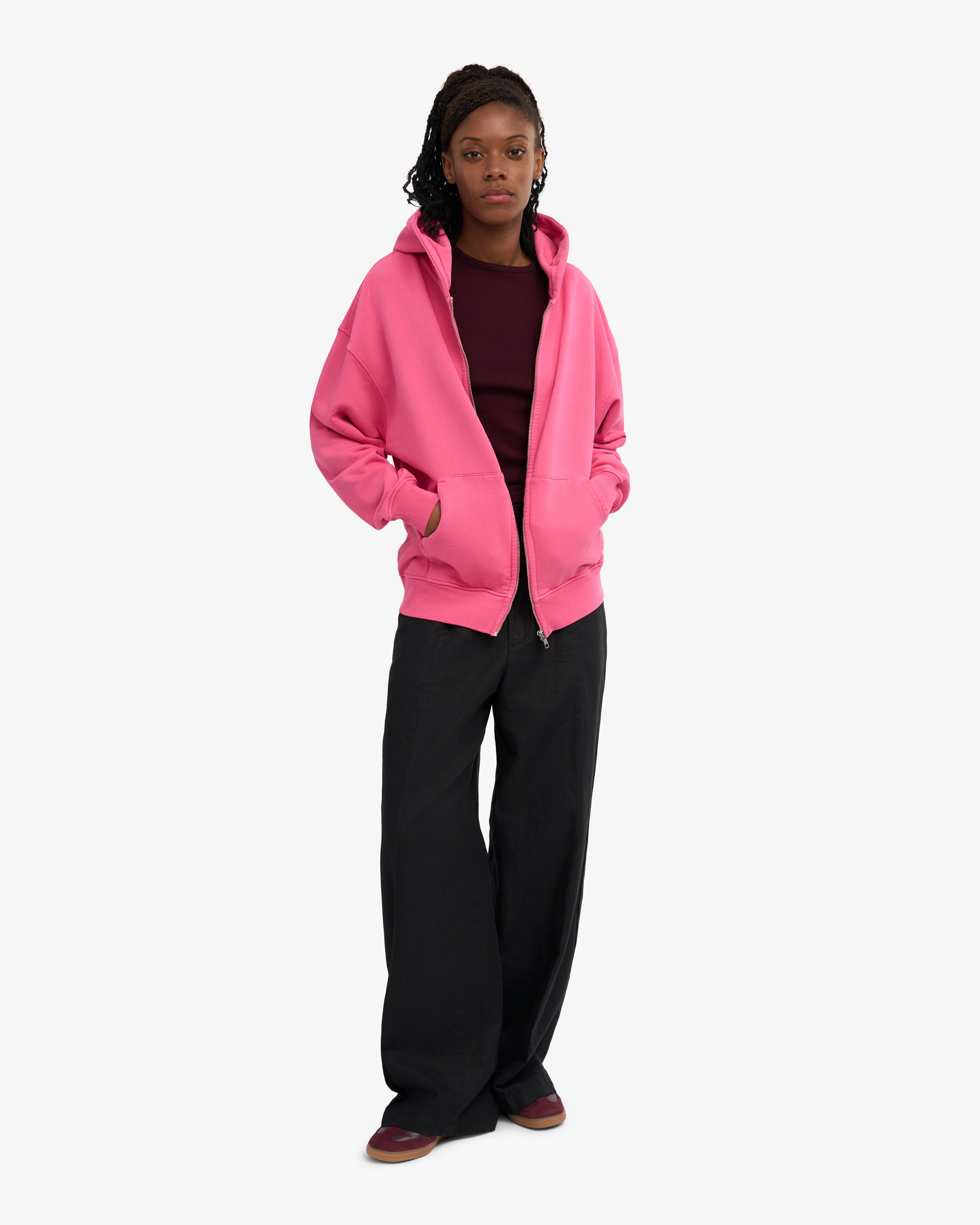 Organic Oversized Zip Hood - Bubblegum Pink