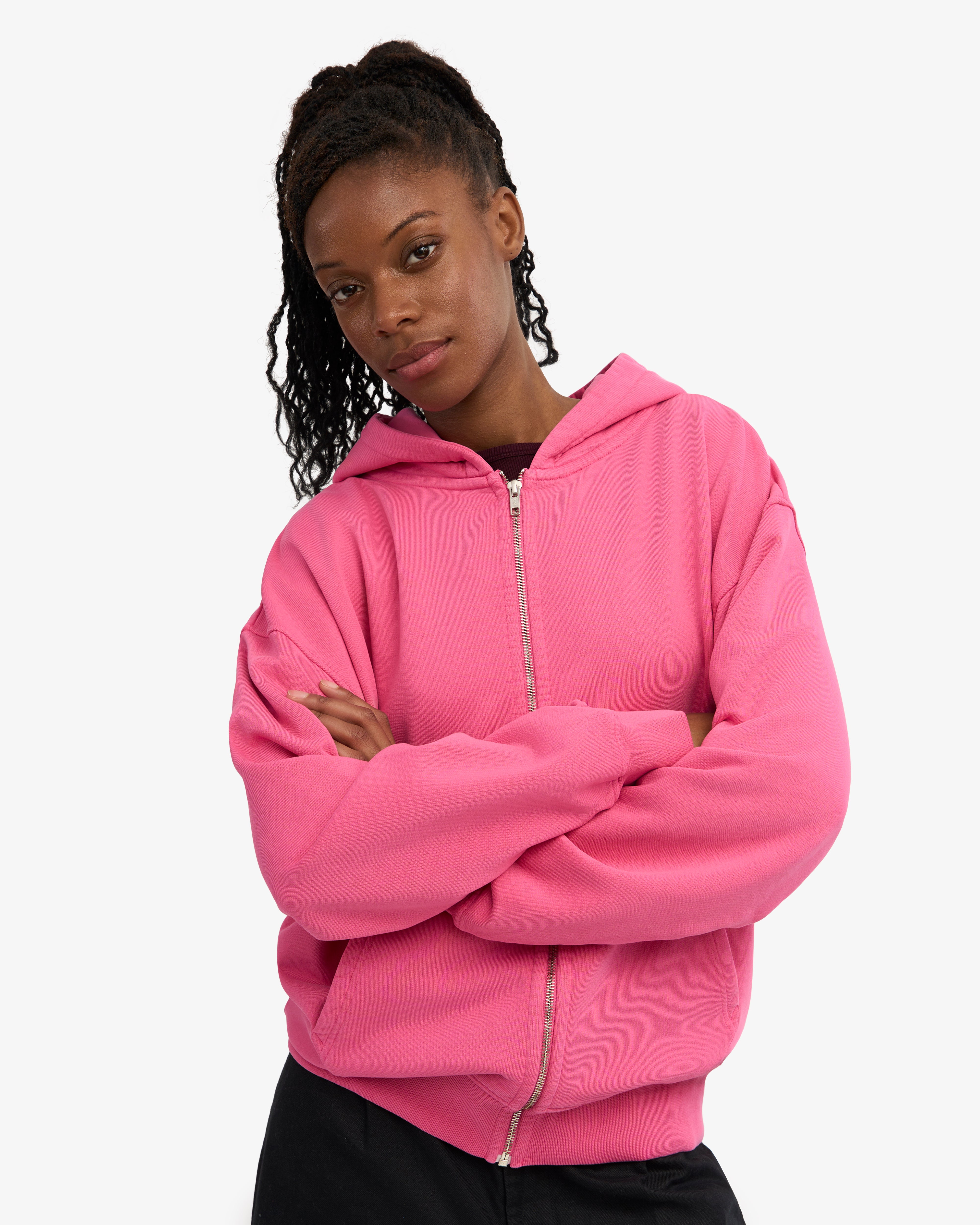 Organic Oversized Zip Hood - Bubblegum Pink