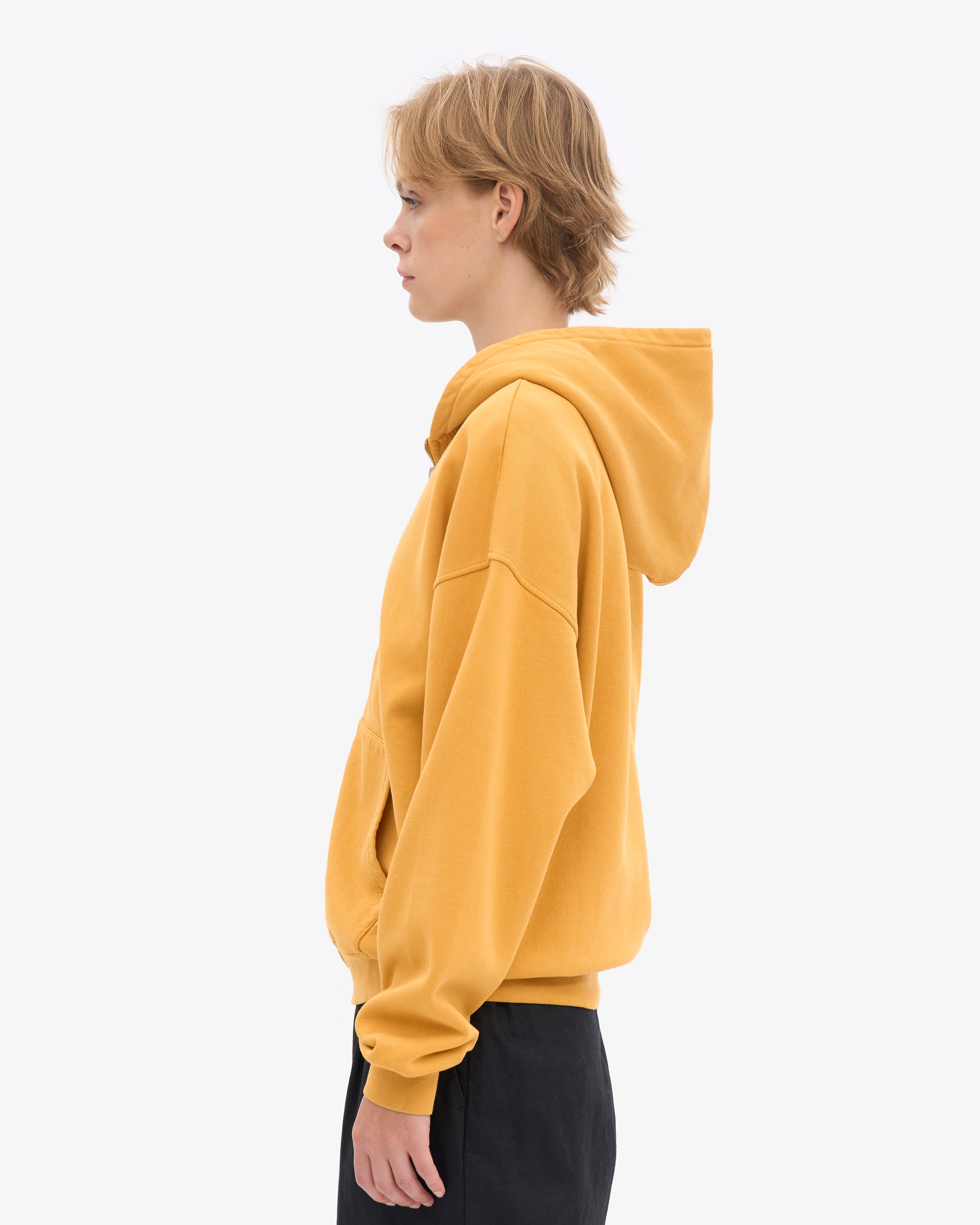 Organic Oversized Zip Hood - Burned Yellow