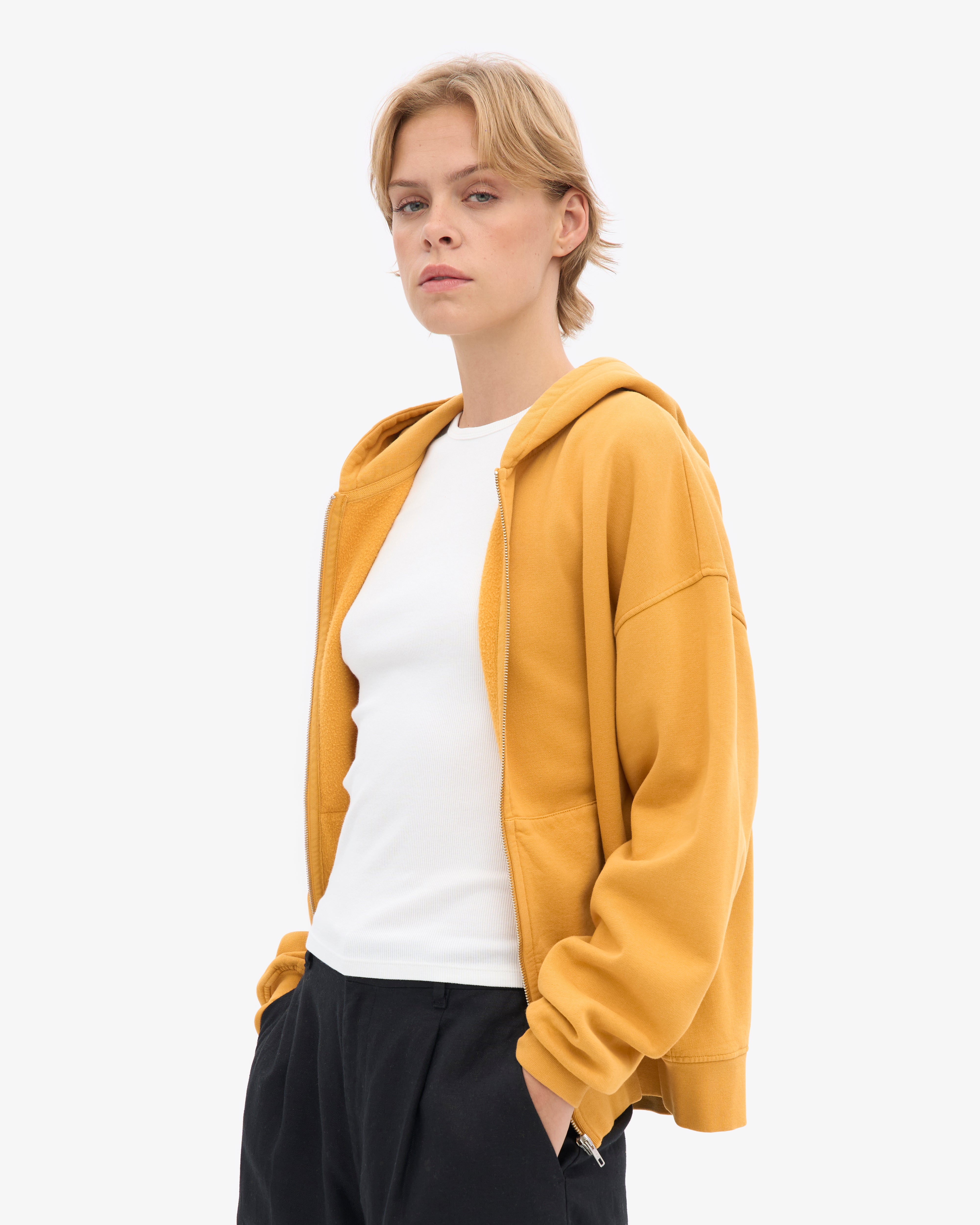 Organic Oversized Zip Hood - Burned Yellow