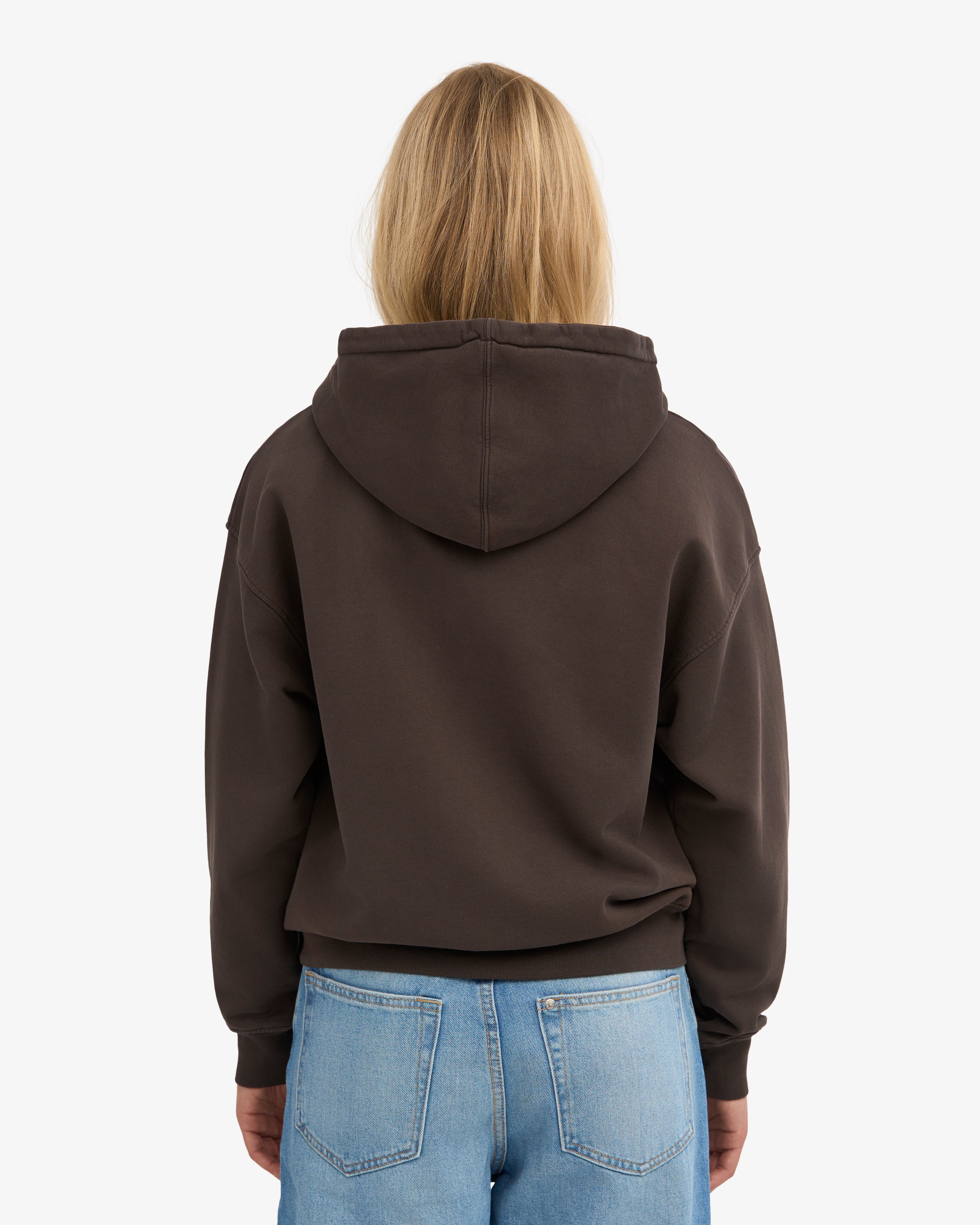 Organic Oversized Zip Hood - Coffee Brown