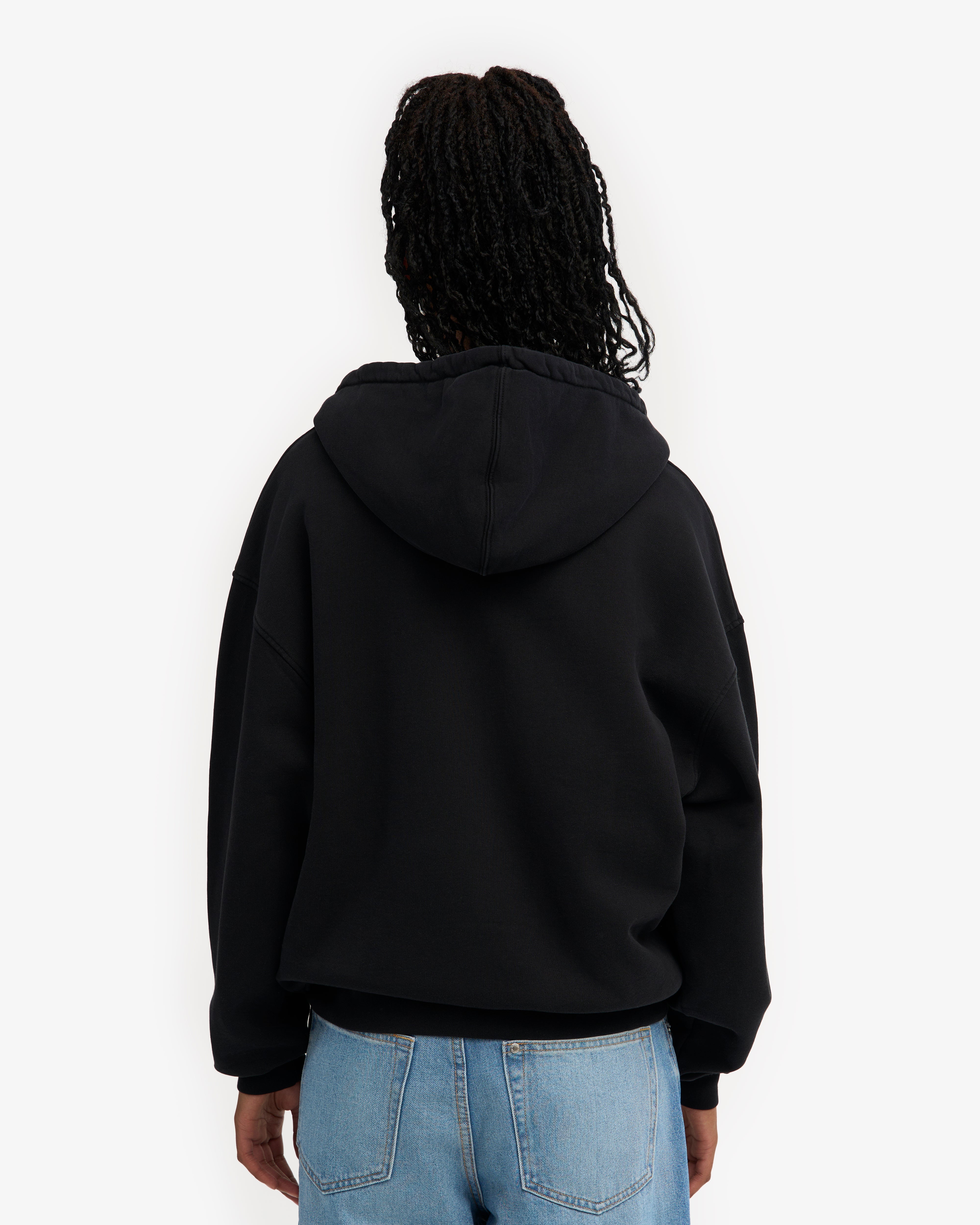 Organic Oversized Zip Hood - Deep Black