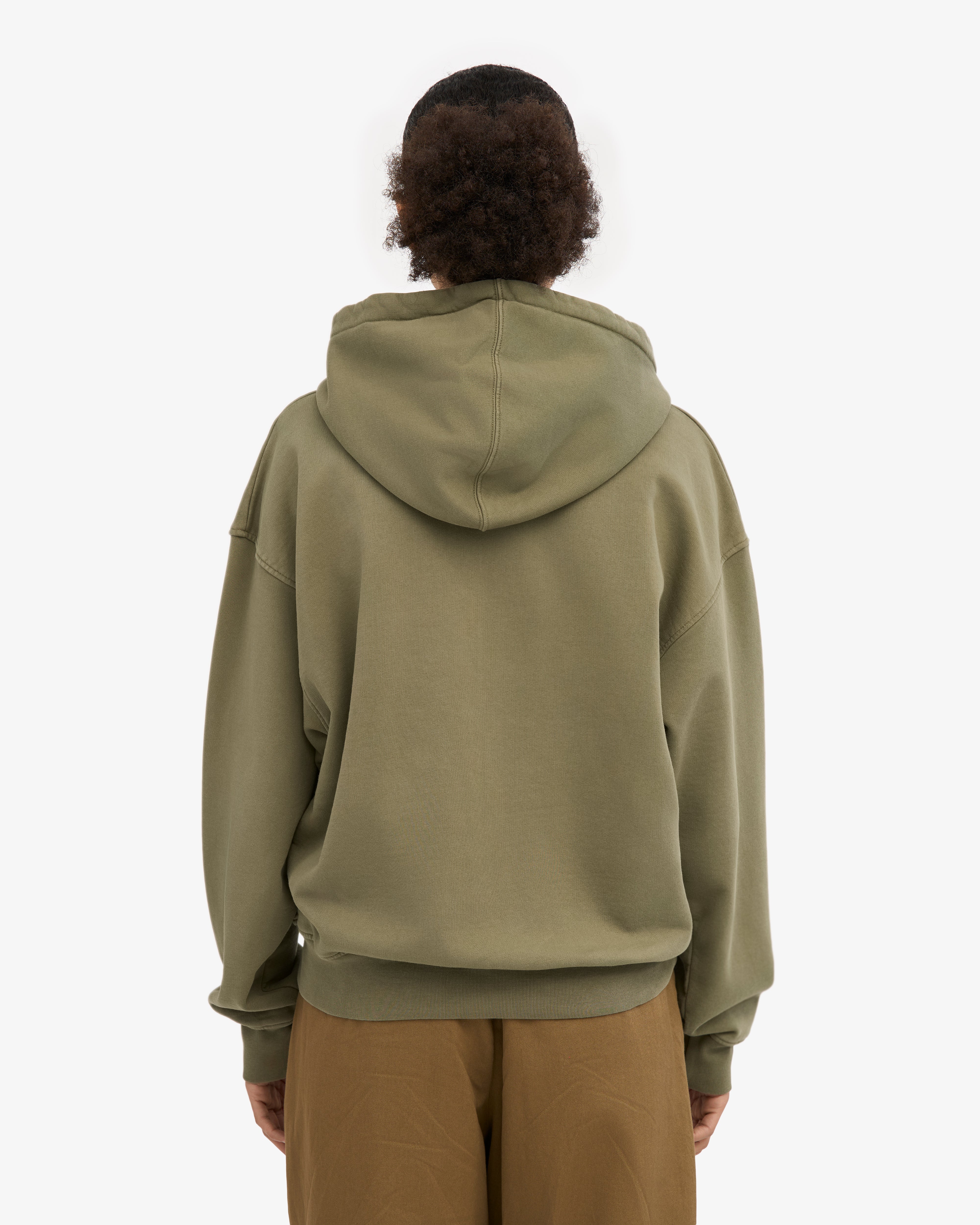 Organic Oversized Zip Hood - Dusty Olive