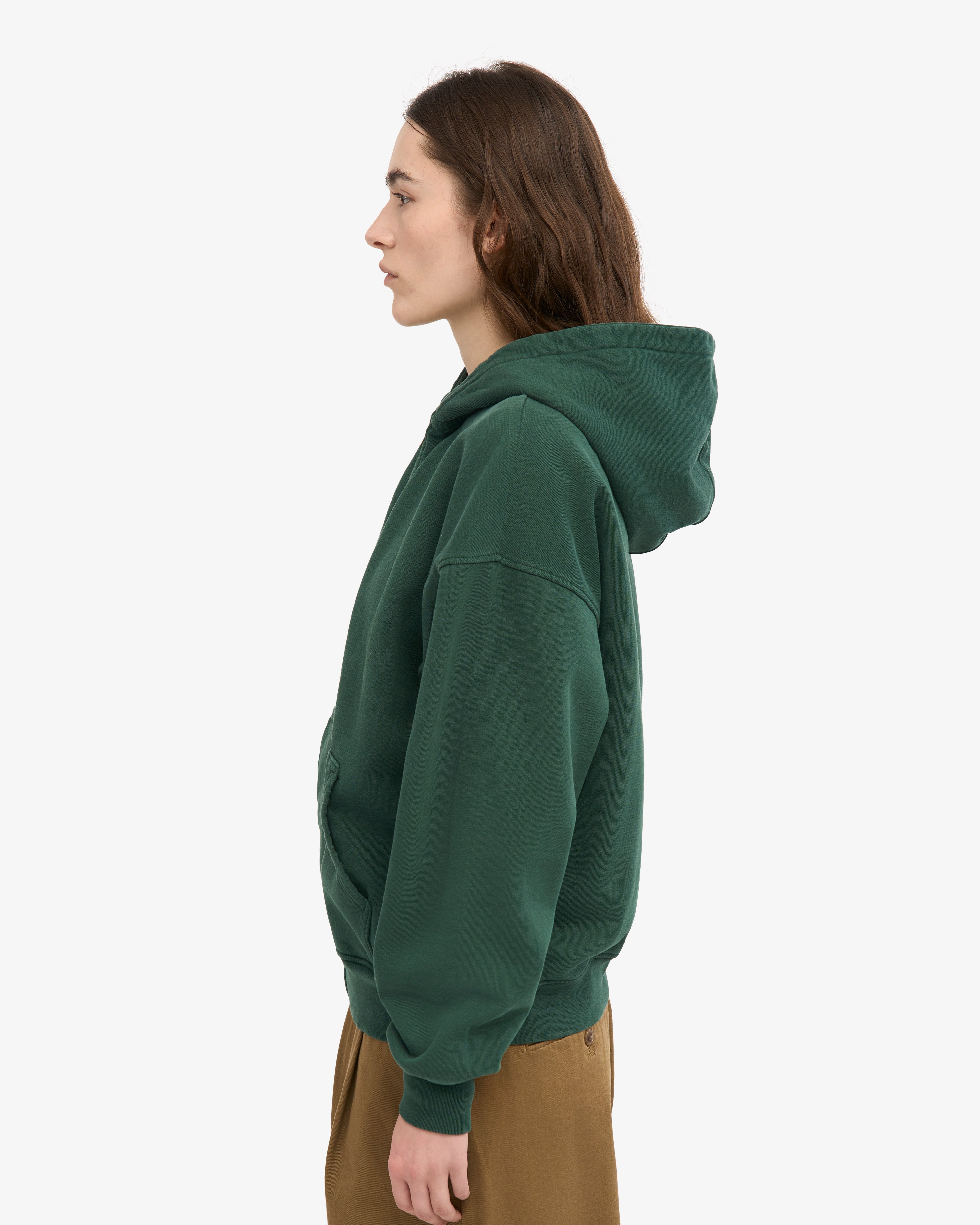 Organic Oversized Zip Hood - Emerald Green