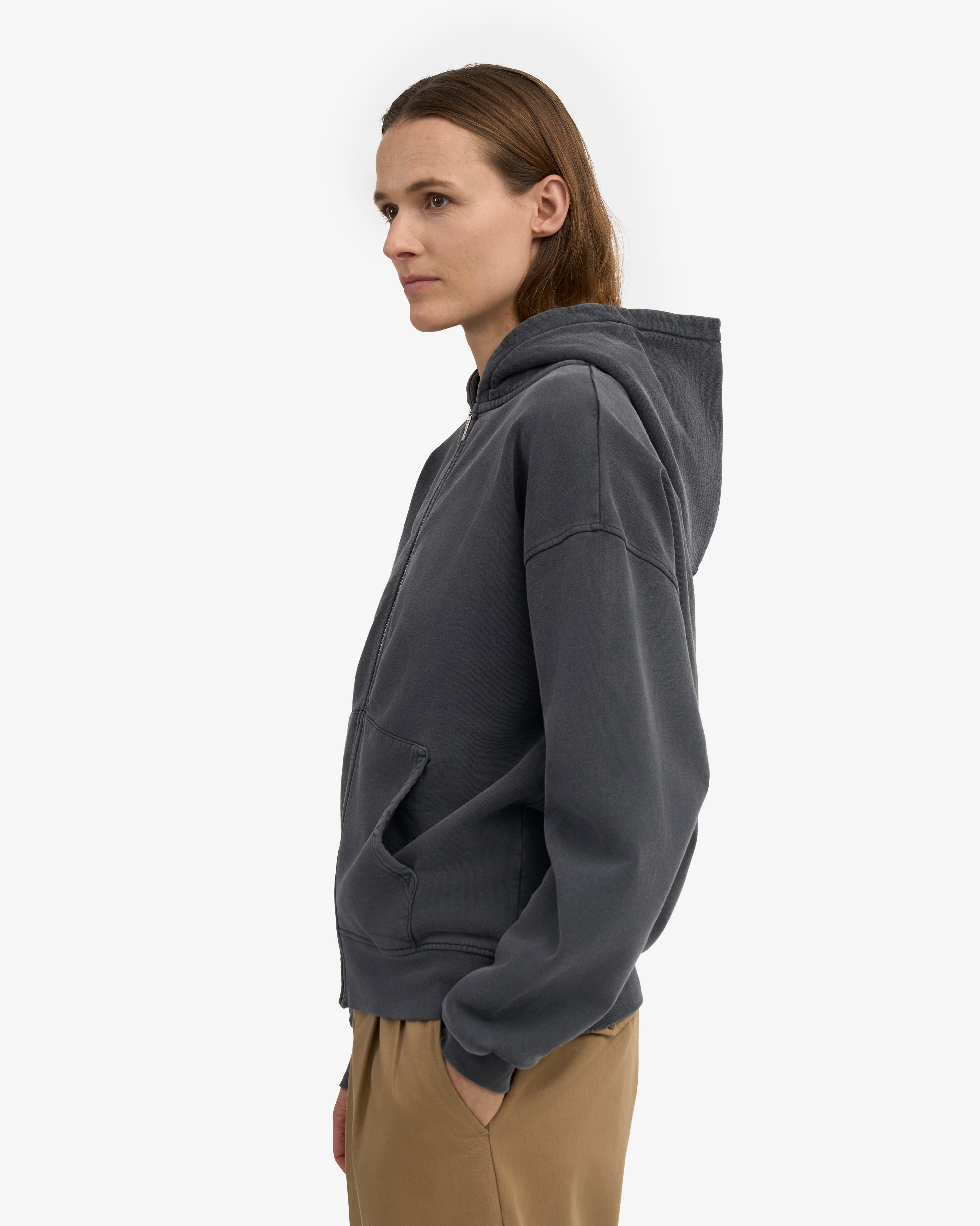 Organic Oversized Zip Hood - Faded Black